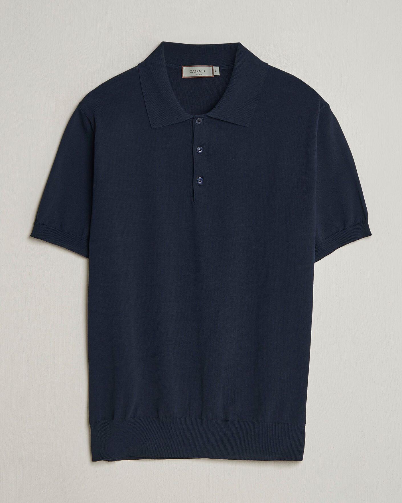 Hombres | Polos | Canali | Cotton Short Sleeve Polo Navy