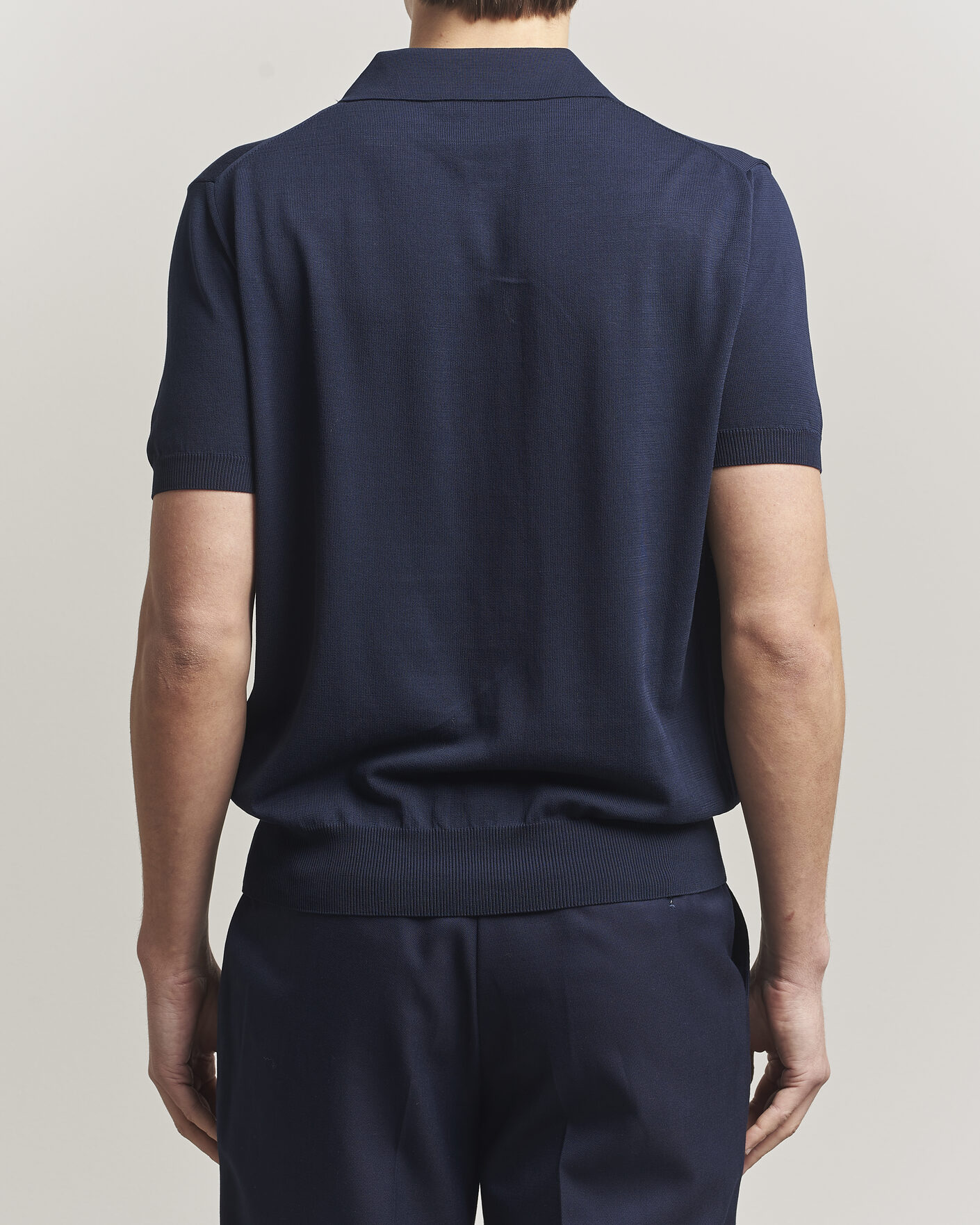 Hombres | Polos | Canali | Cotton Short Sleeve Polo Navy