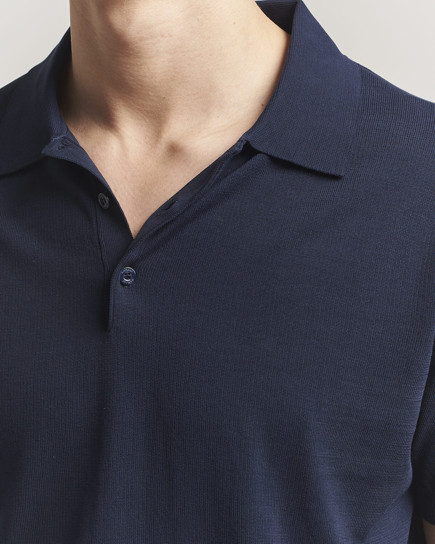 Hombres | Polos | Canali | Cotton Short Sleeve Polo Navy
