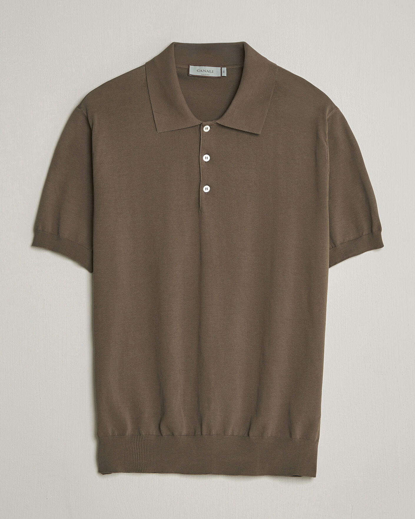 Hombres | Polos | Canali | Cotton Short Sleeve Polo Brown