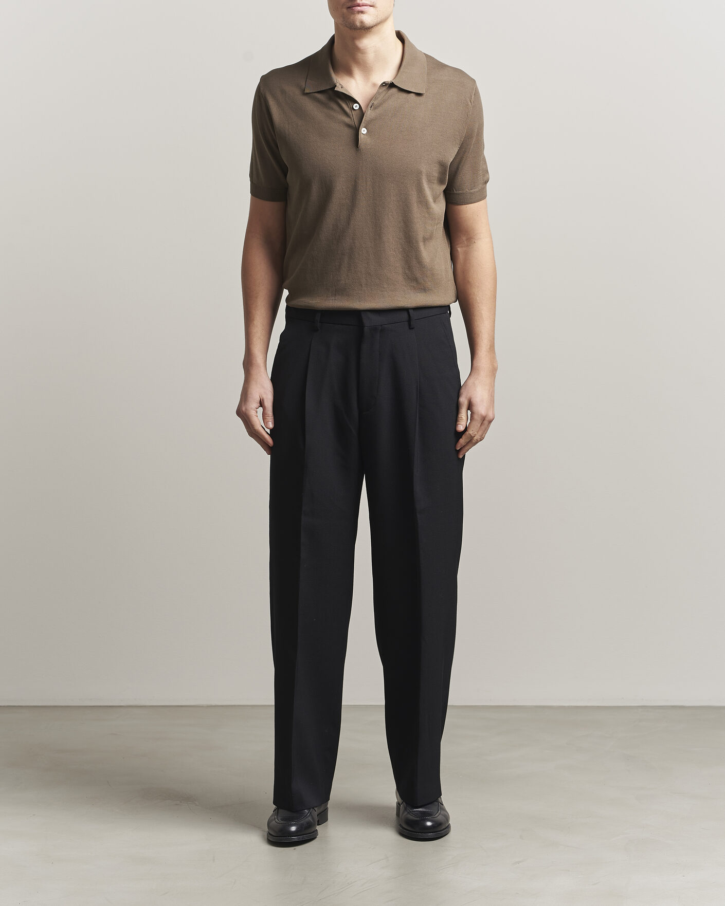 Hombres | Polos | Canali | Cotton Short Sleeve Polo Brown