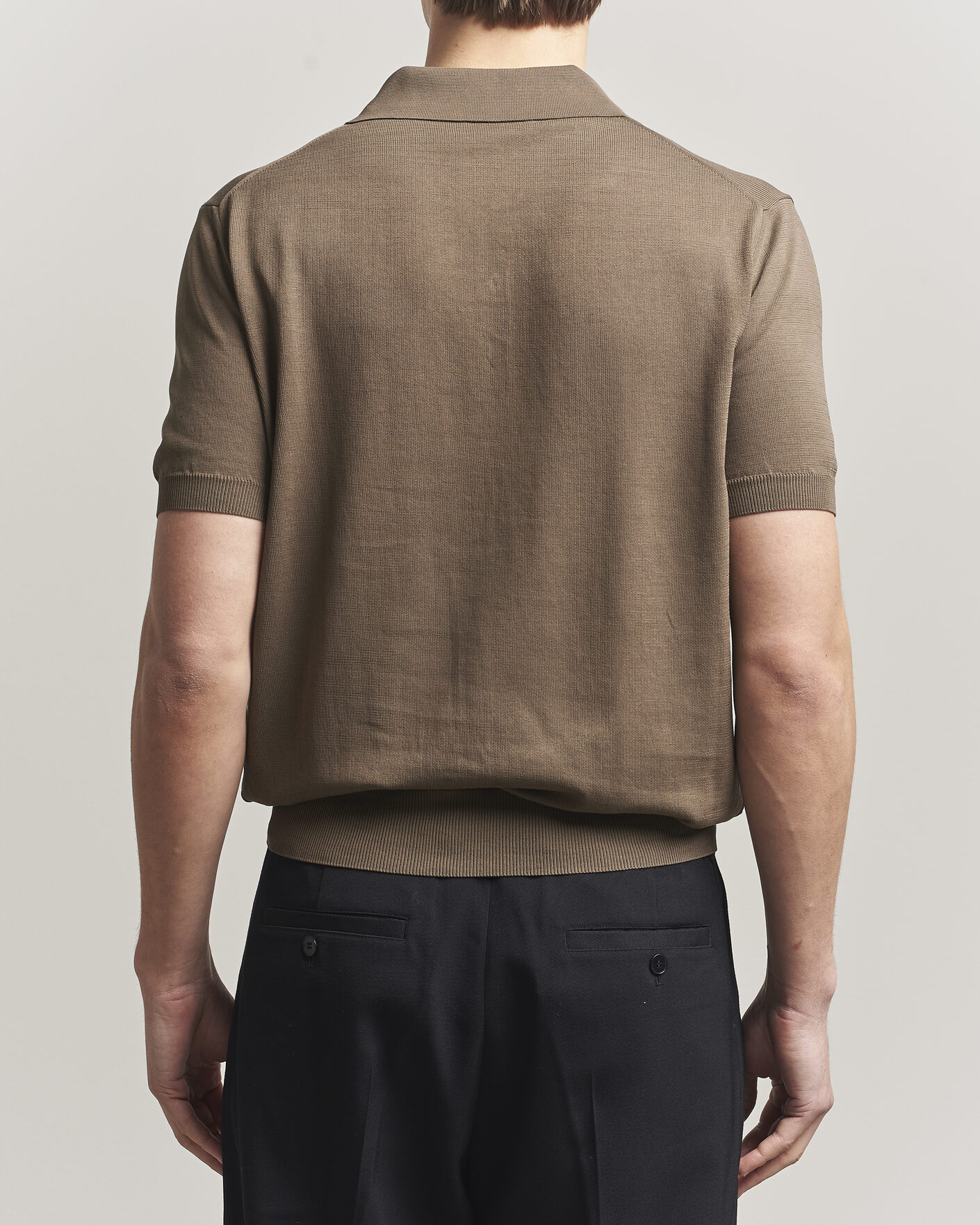 Hombres | Polos | Canali | Cotton Short Sleeve Polo Brown