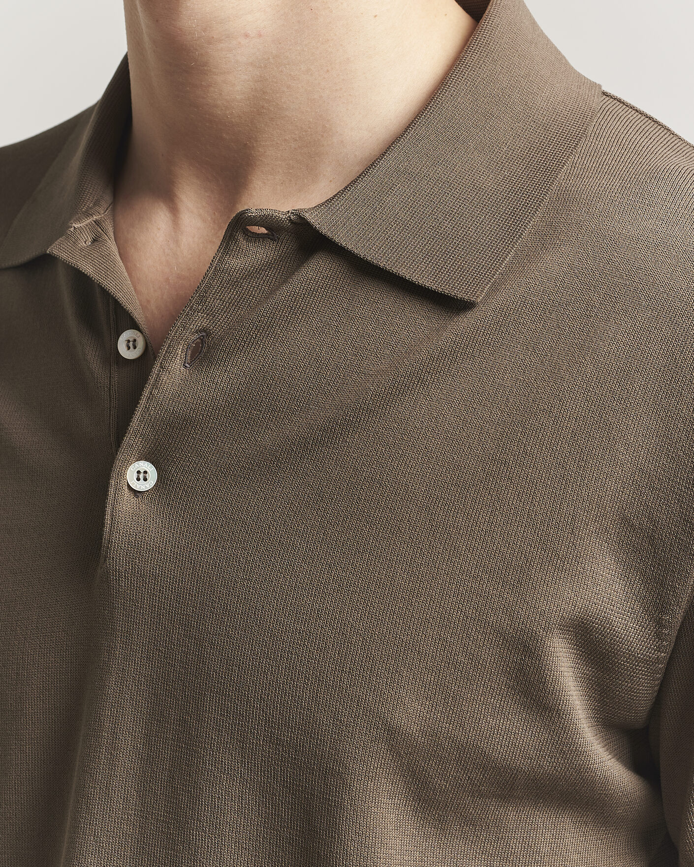 Hombres | Polos | Canali | Cotton Short Sleeve Polo Brown