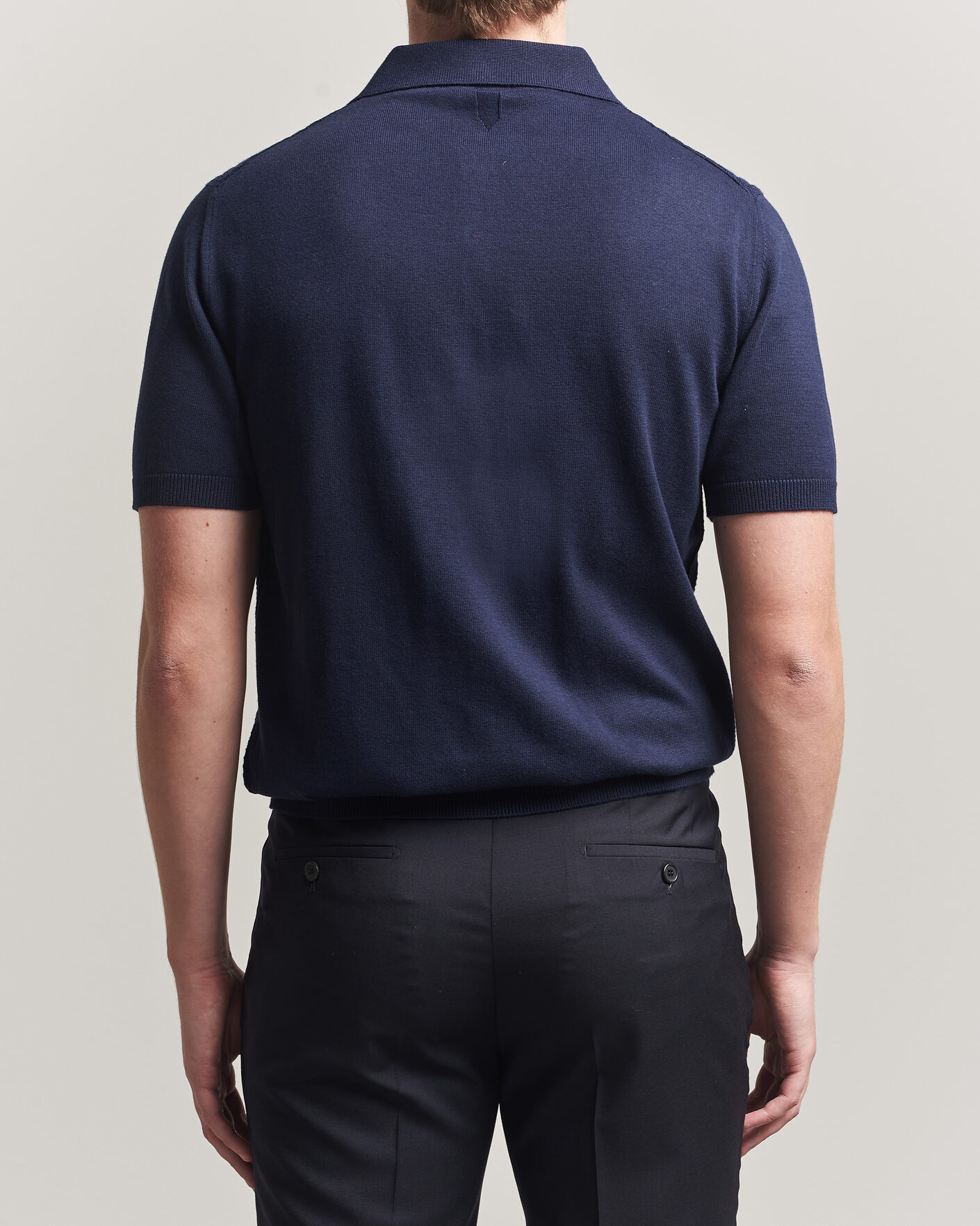 Hombres | Polos | Canali | Jacquard Short Sleeve Polo Navy