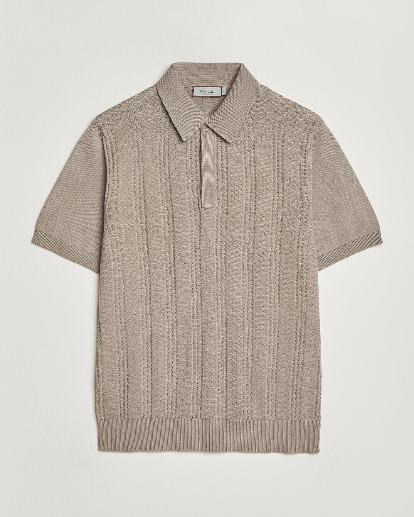 Hombres | Polos | Canali | Jacquard Short Sleeve Polo Beige