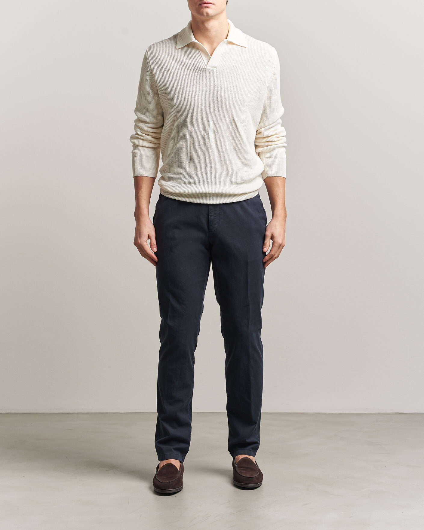Hombres | Pantalones | Canali | Regular Fit Cotton/Stretch Chinos Navy