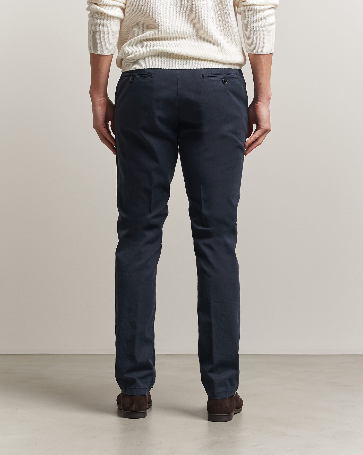 Hombres | Pantalones | Canali | Regular Fit Cotton/Stretch Chinos Navy