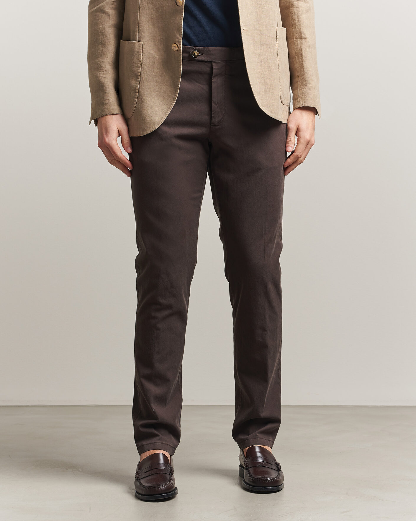 Hombres | Pantalones | Canali | Regular Fit Cotton/Stretch Chinos Dark Brown