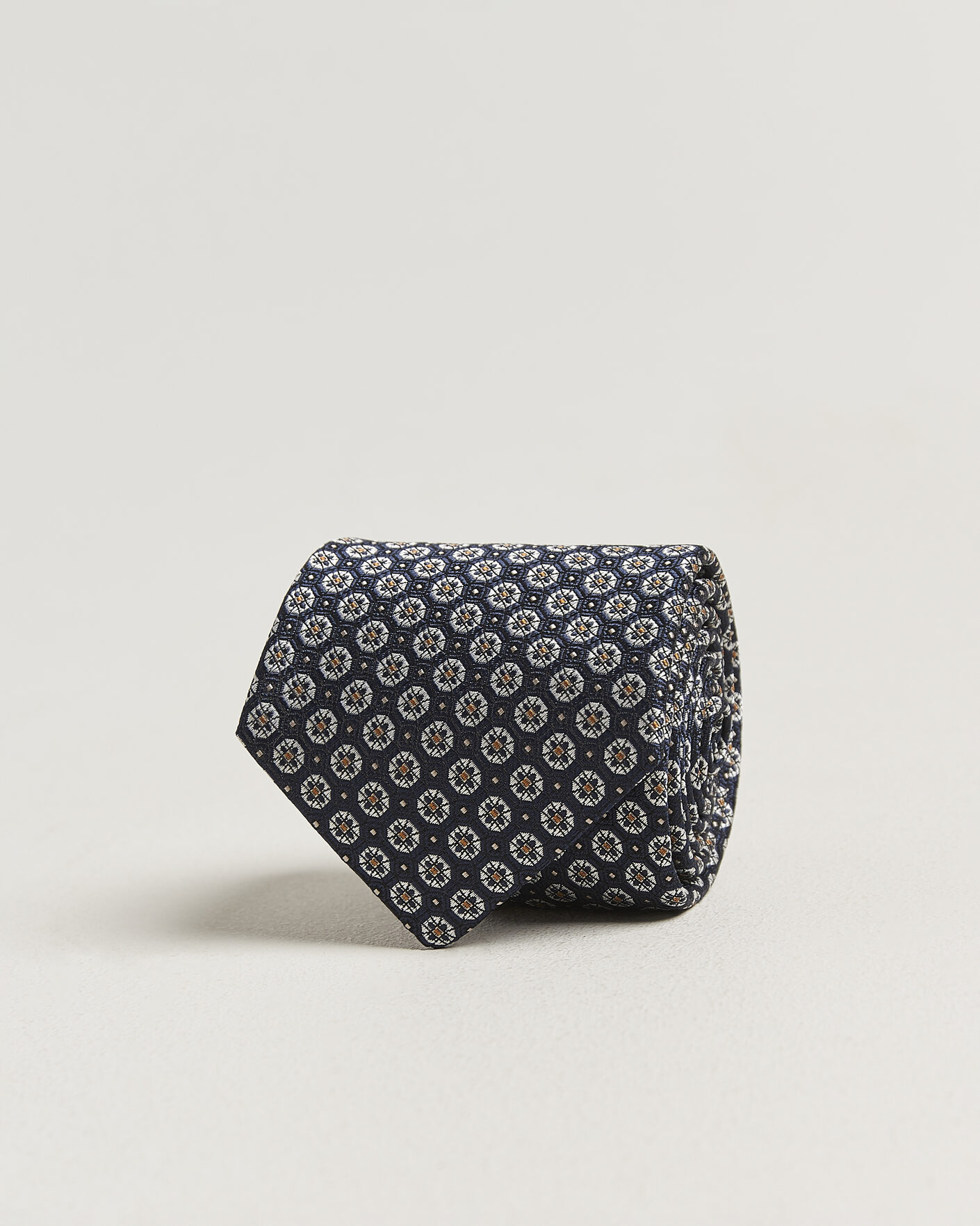 Hombres | Corbatas | Canali | Jacquard Flower Silk Tie Navy