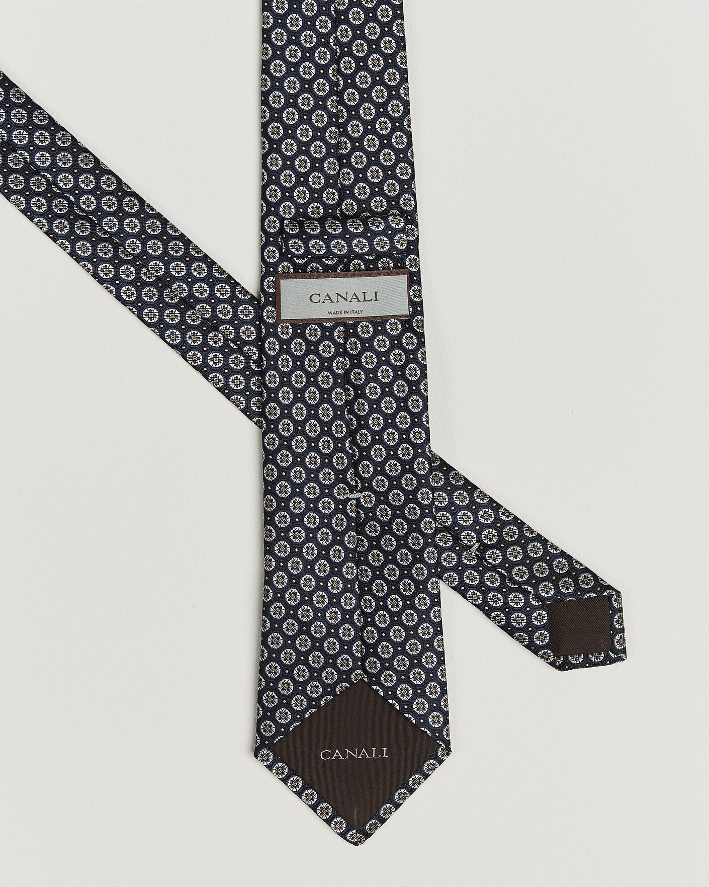 Hombres | Corbatas | Canali | Jacquard Flower Silk Tie Navy
