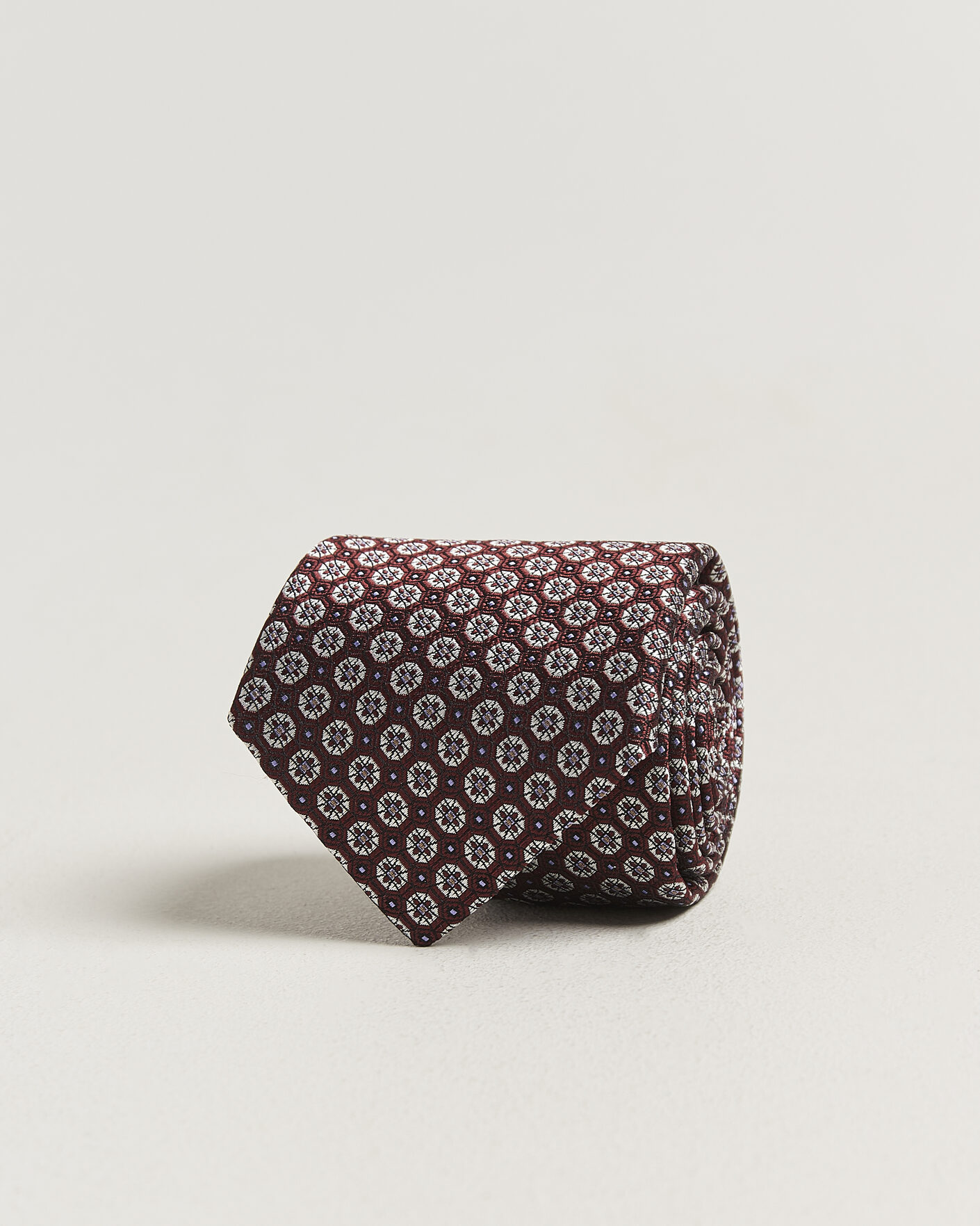 Hombres | Corbatas | Canali | Jacquard Flower Silk Tie Burgundy