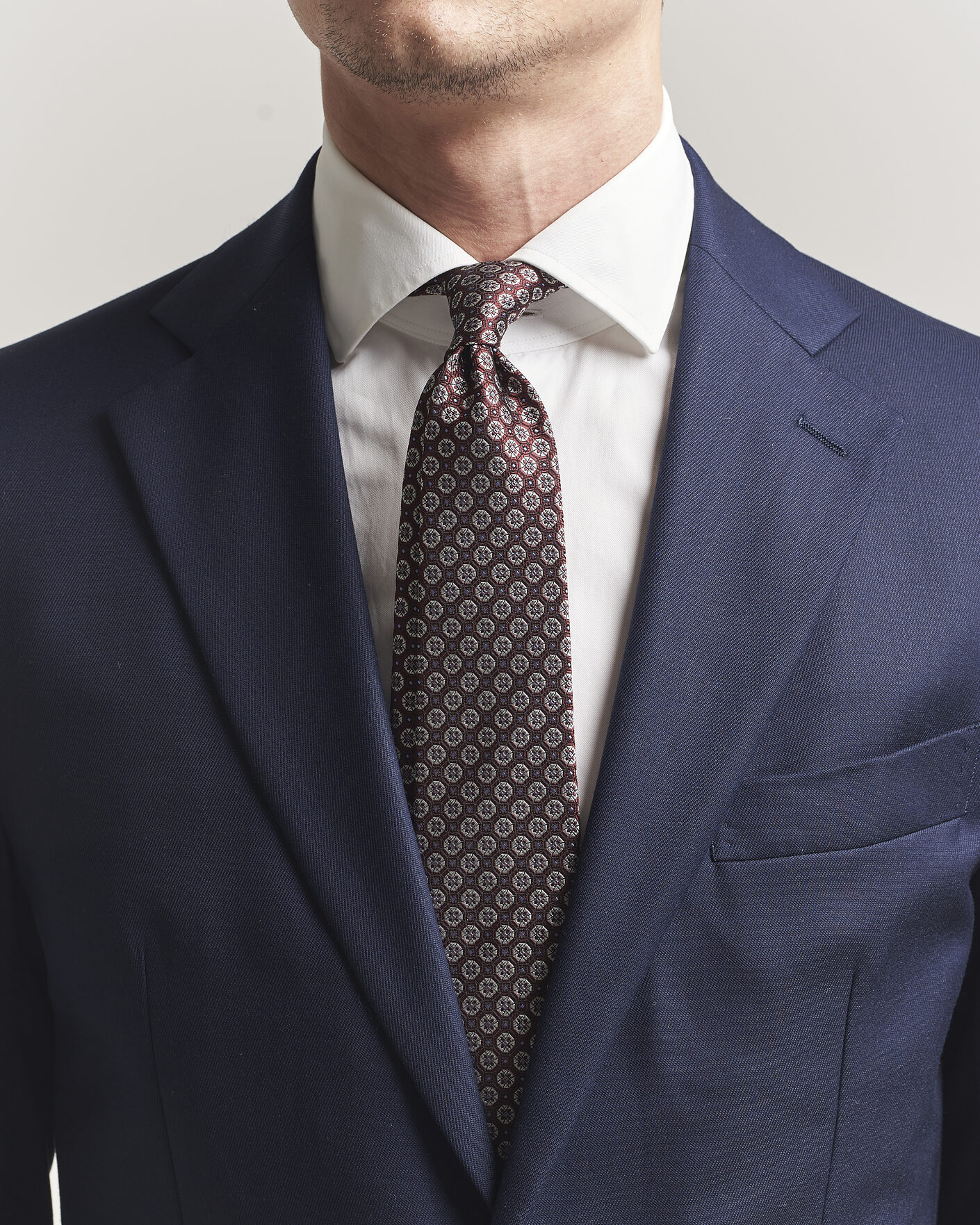 Hombres | Corbatas | Canali | Jacquard Flower Silk Tie Burgundy