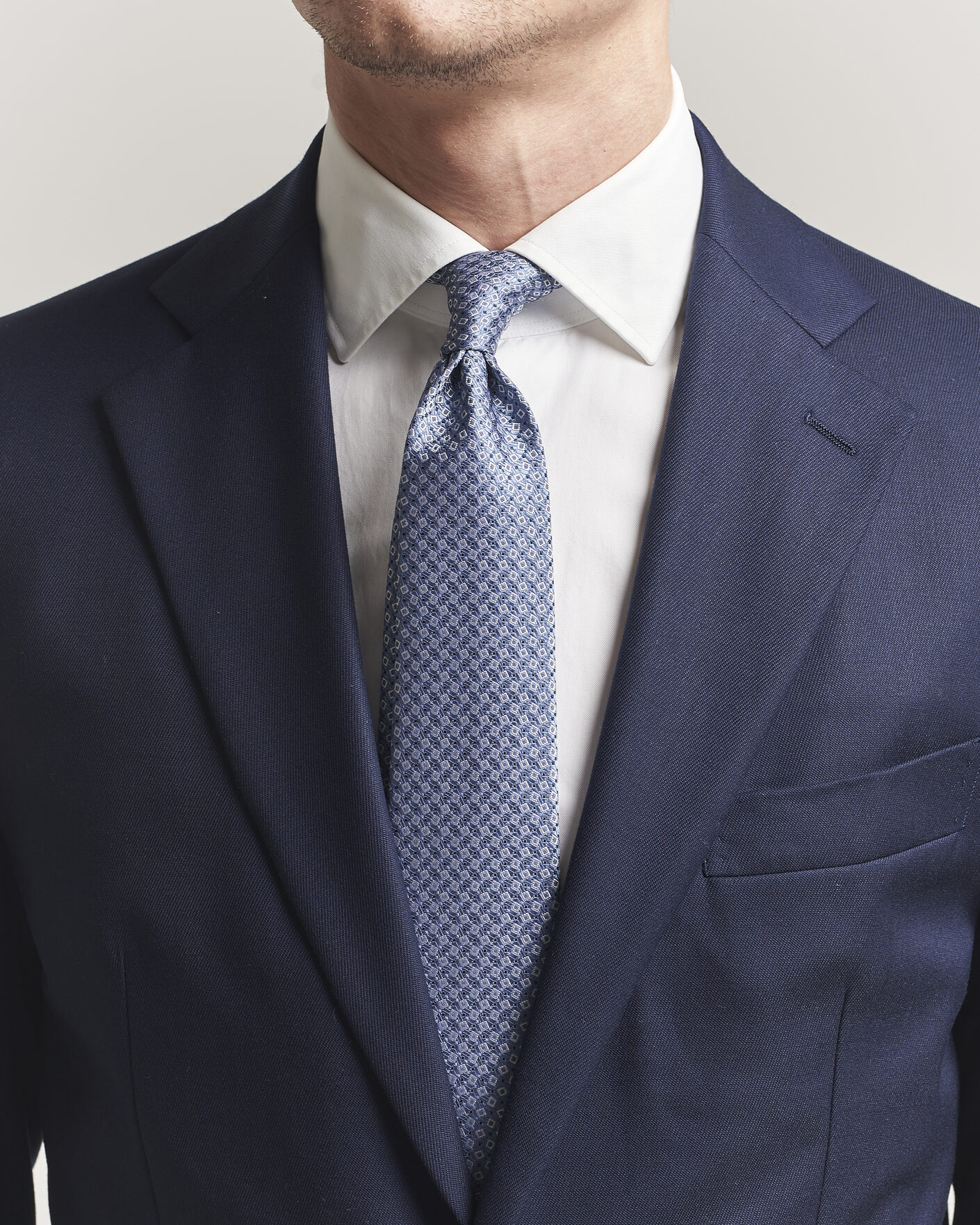 Hombres | Corbatas | Canali | Micro Structure Silk Tie Light Blue