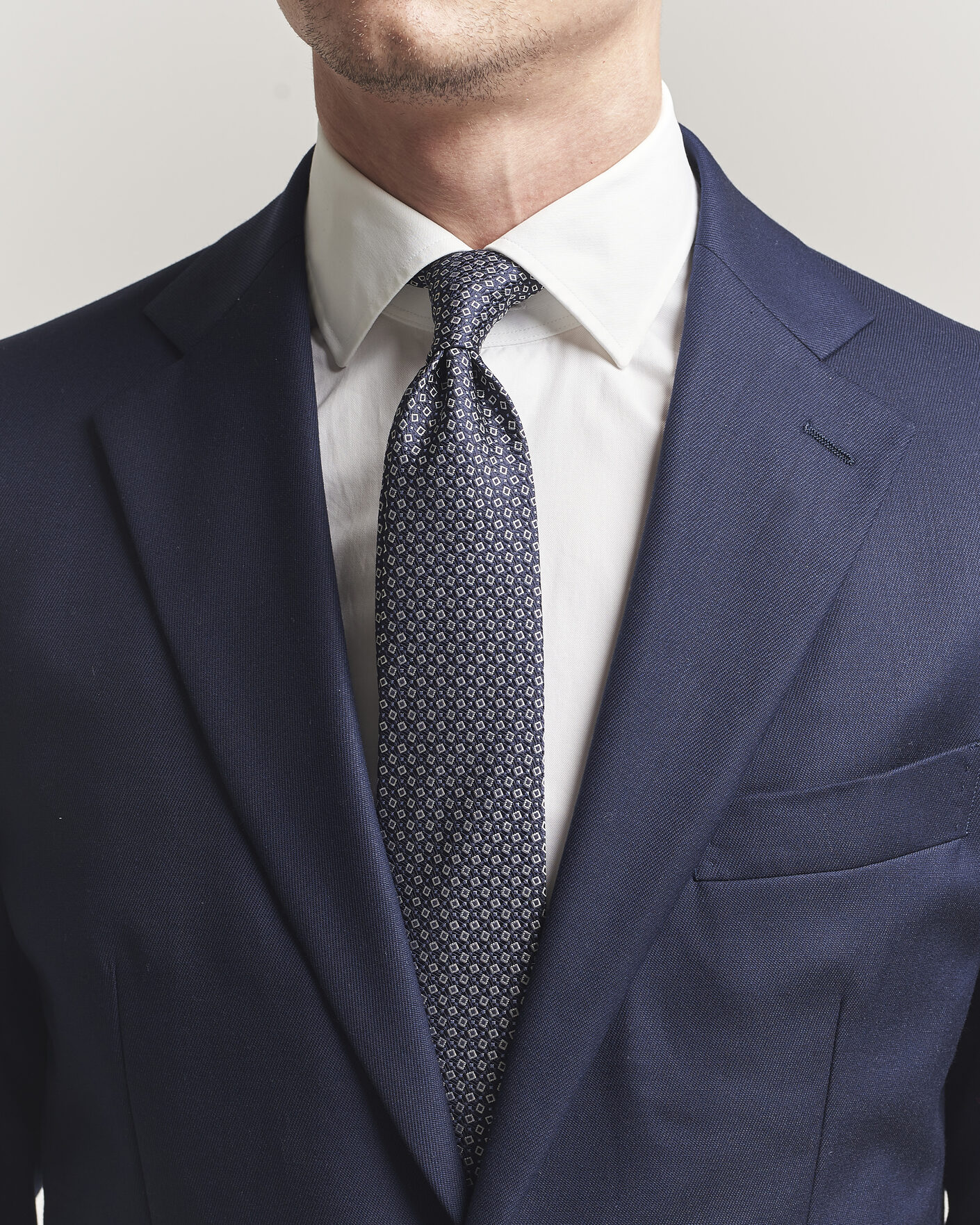 Hombres | Corbatas | Canali | Micro Structure Silk Tie Navy