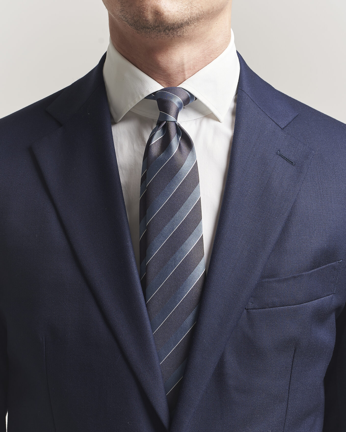 Hombres | Corbatas | Canali | Regimental Stripe Silk Tie Brown/Blue