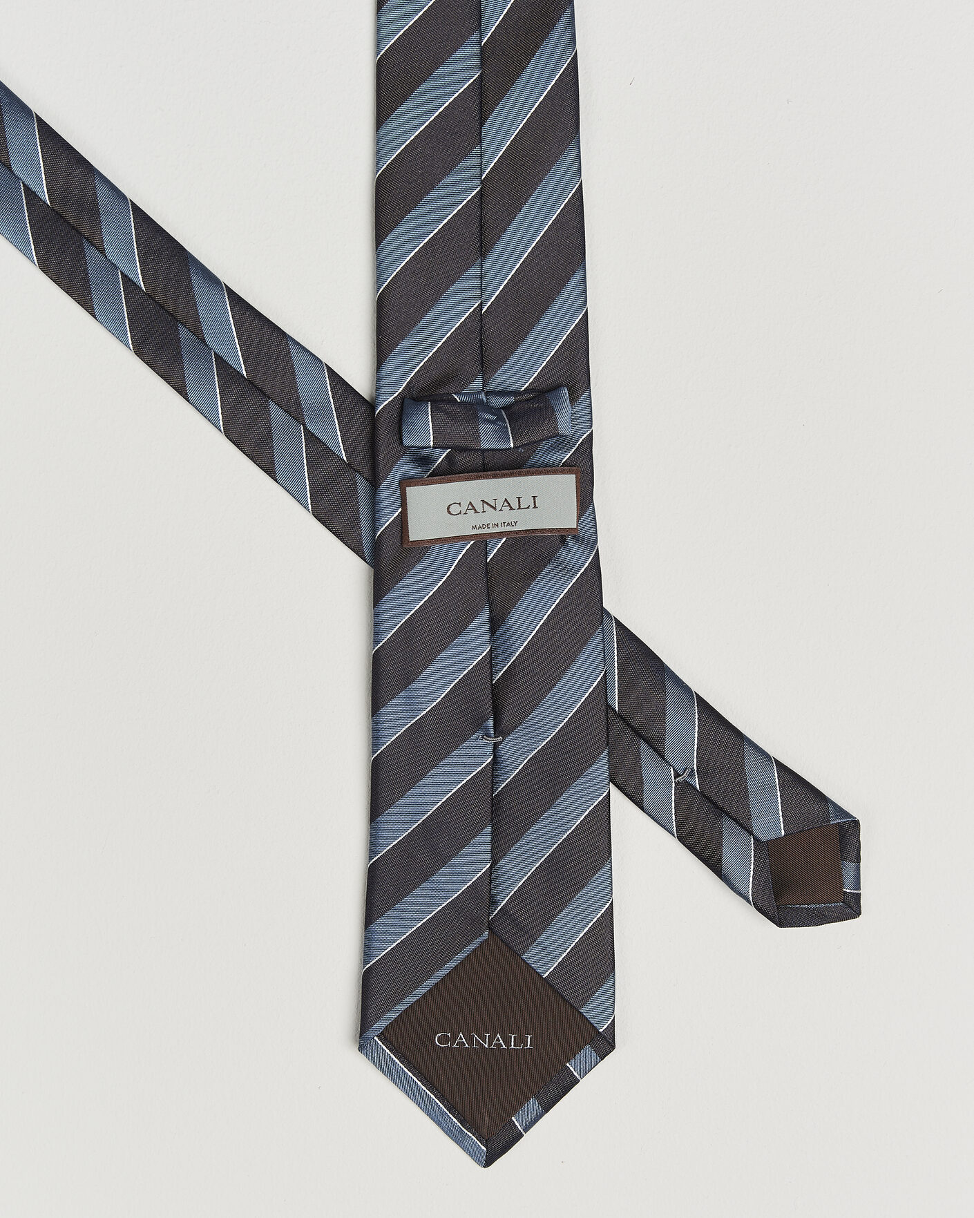 Hombres | Corbatas | Canali | Regimental Stripe Silk Tie Brown/Blue