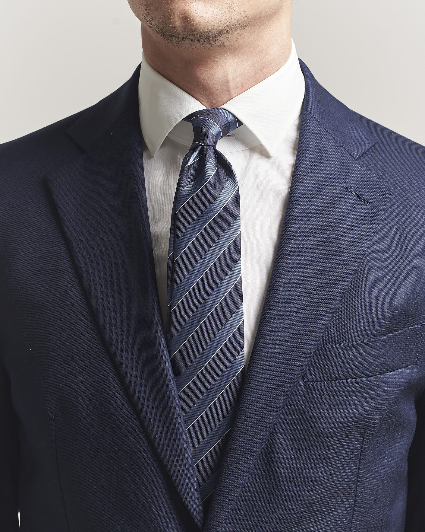 Hombres | Corbatas | Canali | Regimental Stripe Silk Tie Navy/Blue