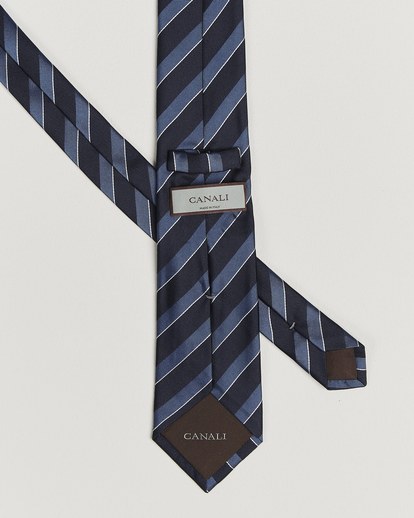 Hombres | Corbatas | Canali | Regimental Stripe Silk Tie Navy/Blue