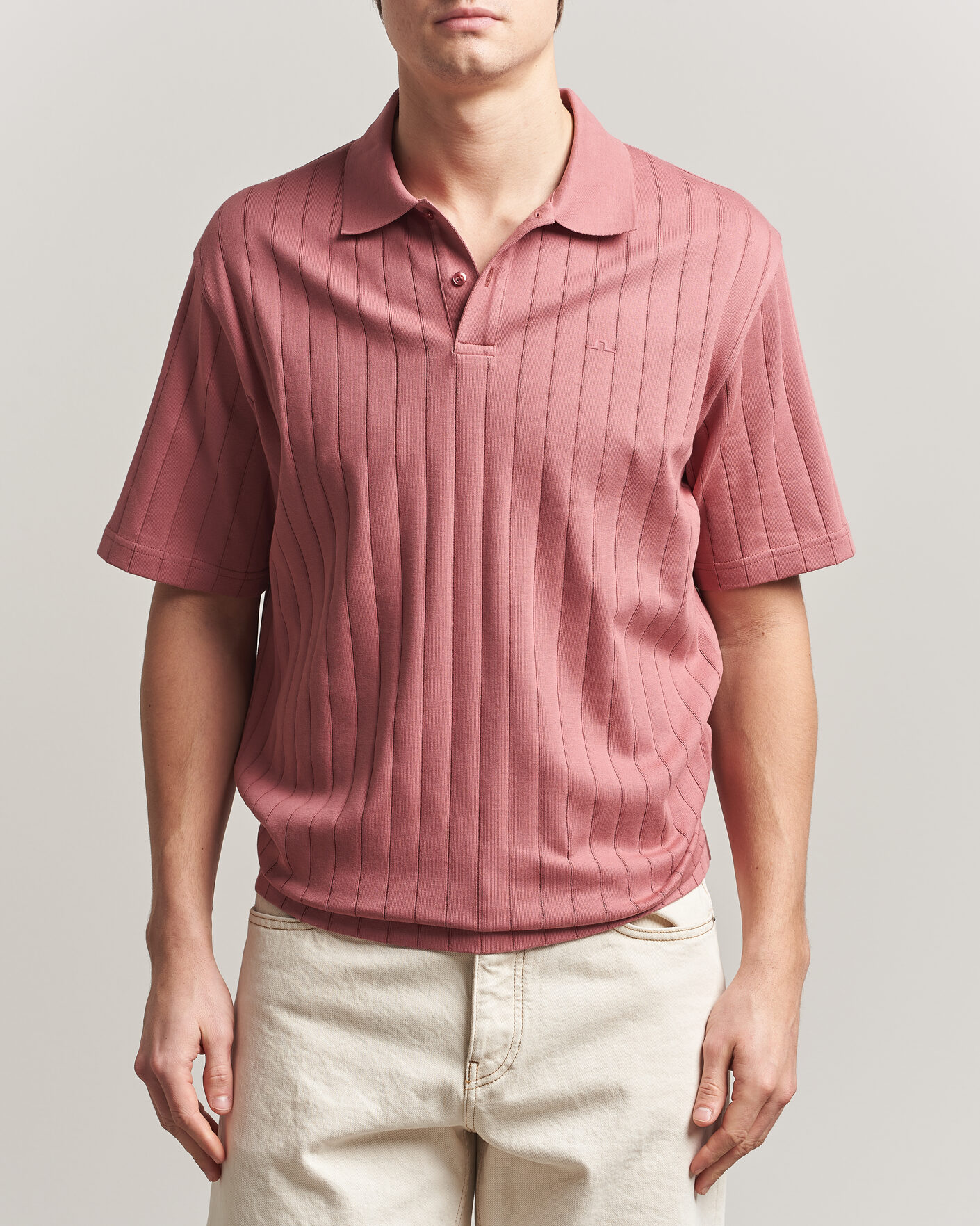Hombres | Polos | J.Lindeberg | Simon Striped Polo Withered Rose