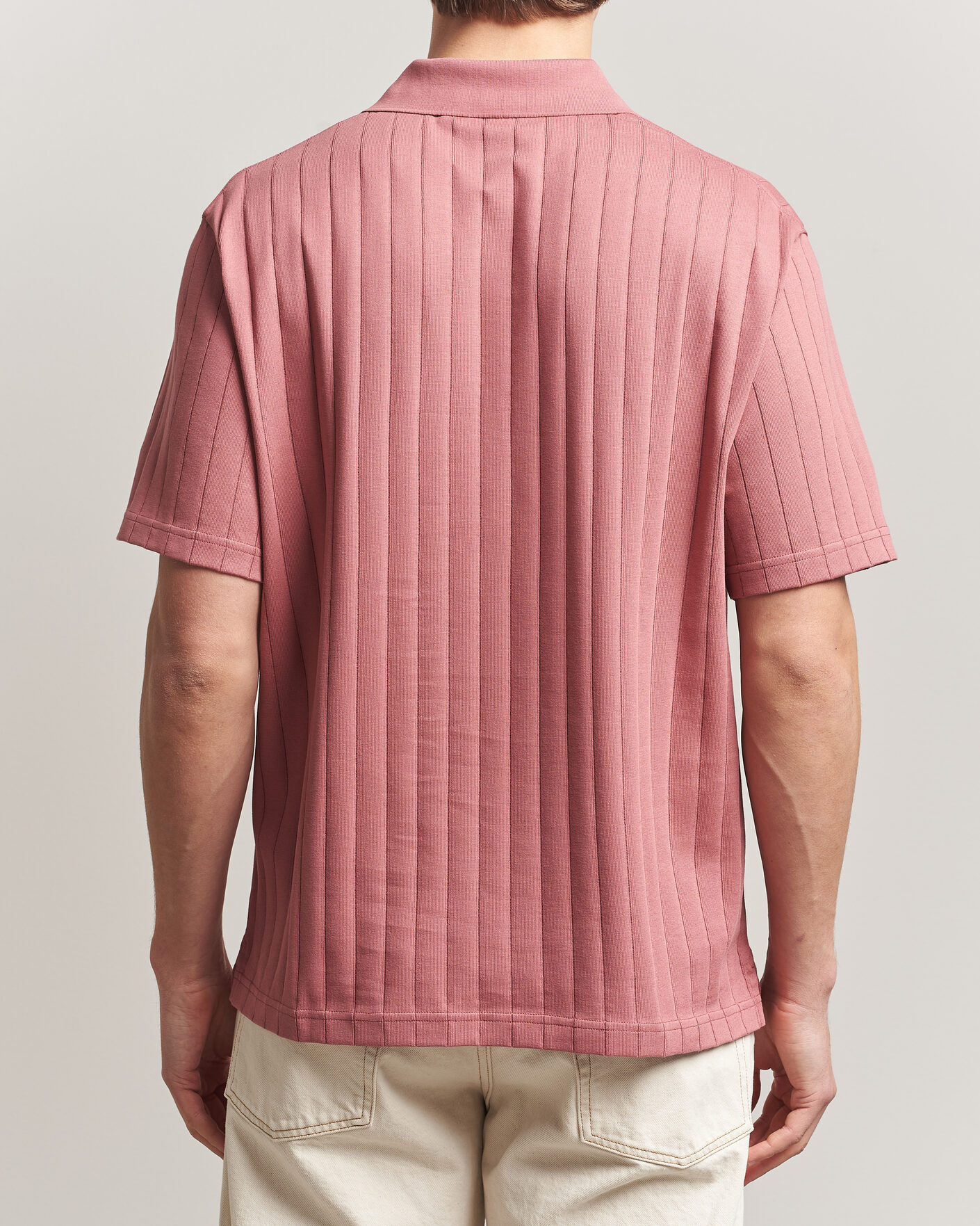 Hombres | Polos | J.Lindeberg | Simon Striped Polo Withered Rose