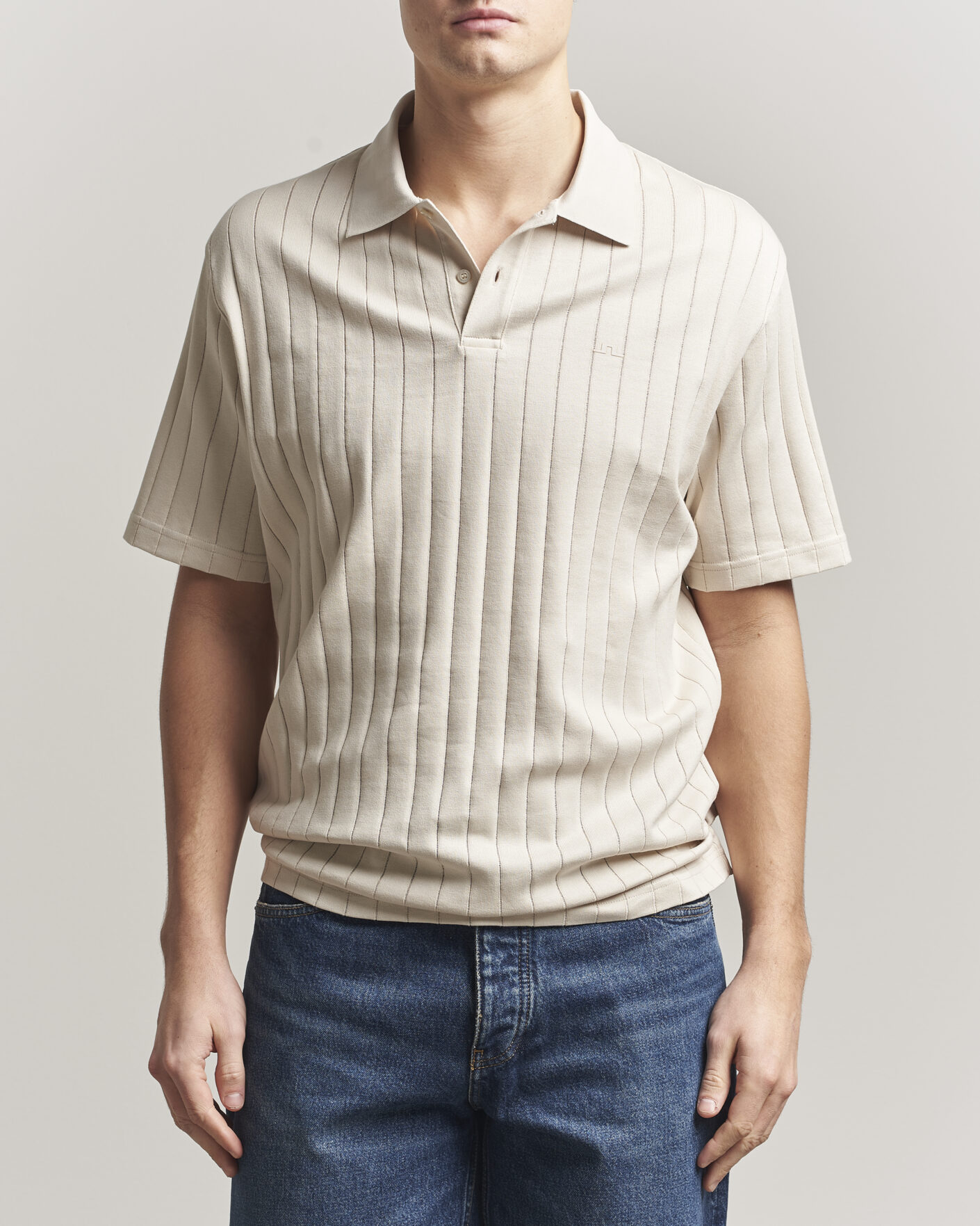 Hombres | Polos | J.Lindeberg | Simon Striped Polo Moonbeam