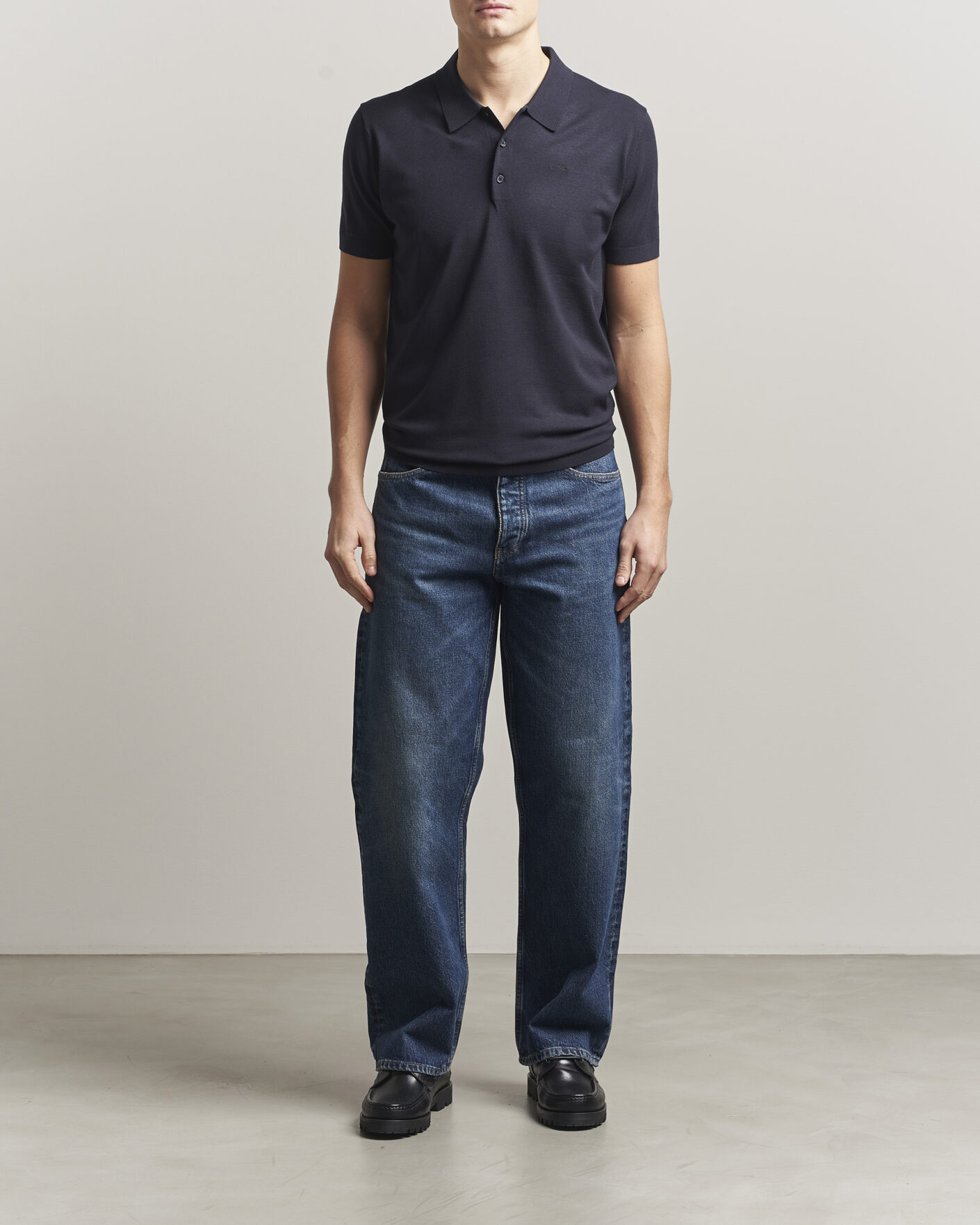 Hombres | Polos | J.Lindeberg | Ridge Knitted Polo JL Navy