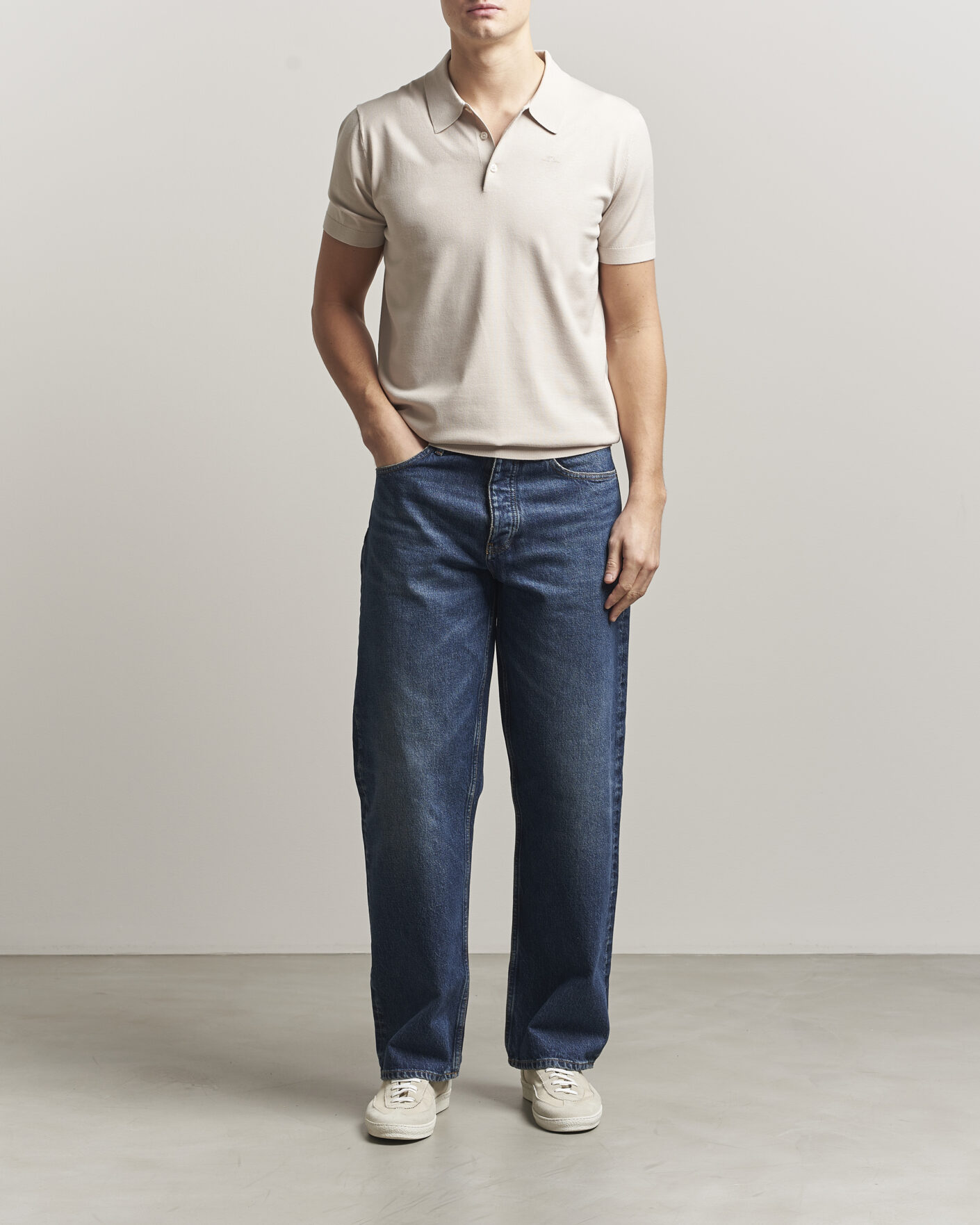 Hombres | Polos | J.Lindeberg | Ridge Knitted Polo Moonbeam