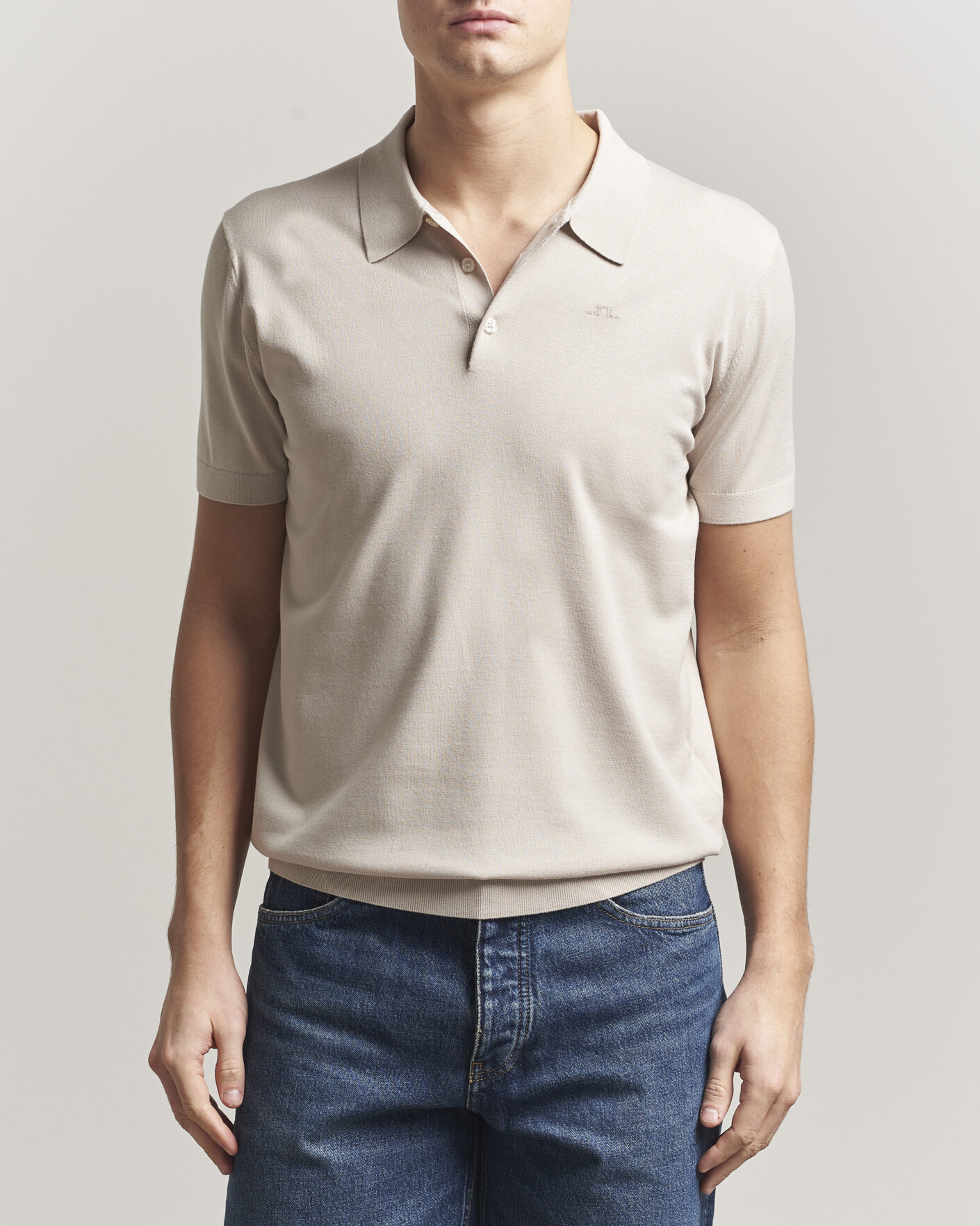 Hombres | Polos | J.Lindeberg | Ridge Knitted Polo Moonbeam