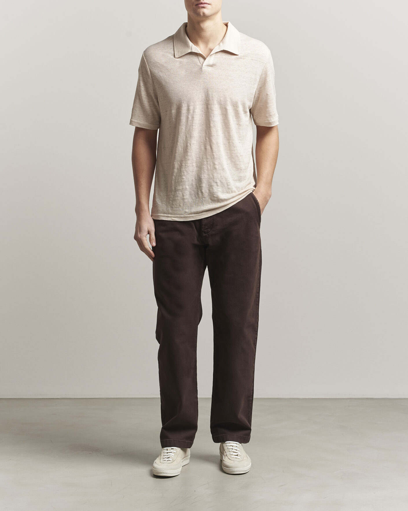 Hombres | Polos | J.Lindeberg | Roy Linen Polo Moonbeam