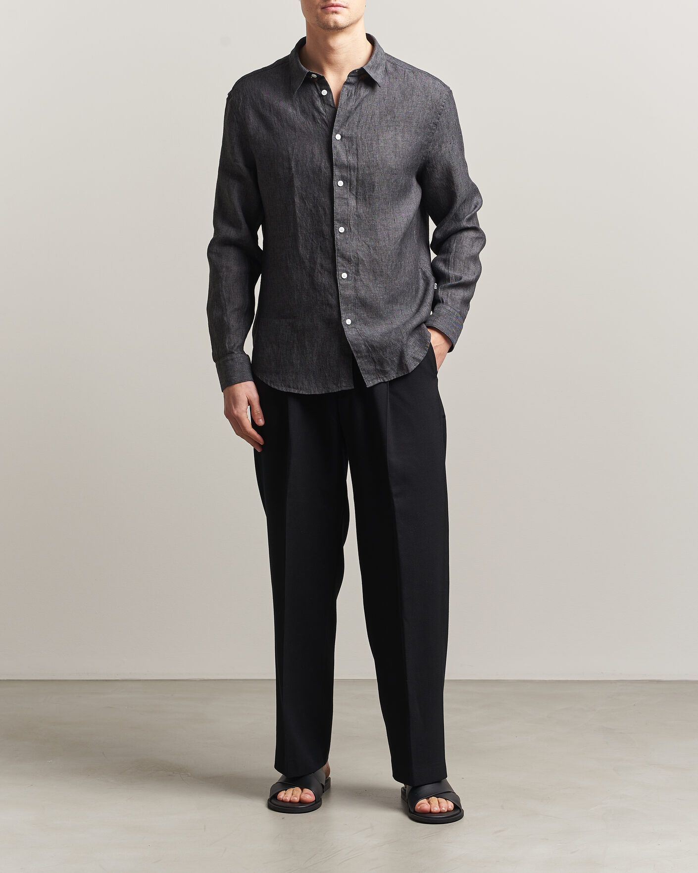 Hombres | Camisas | J.Lindeberg | Marlon Linen Melange Shirt Black