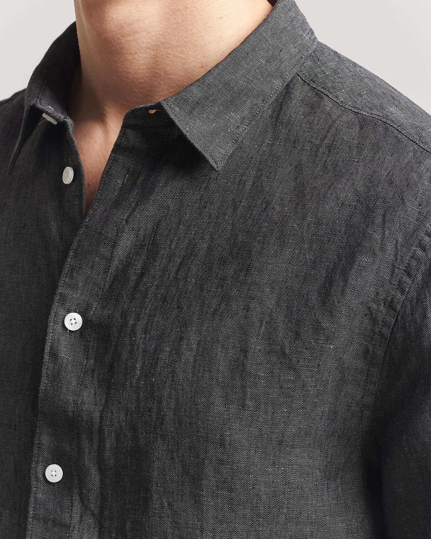 Hombres | Camisas | J.Lindeberg | Marlon Linen Melange Shirt Black
