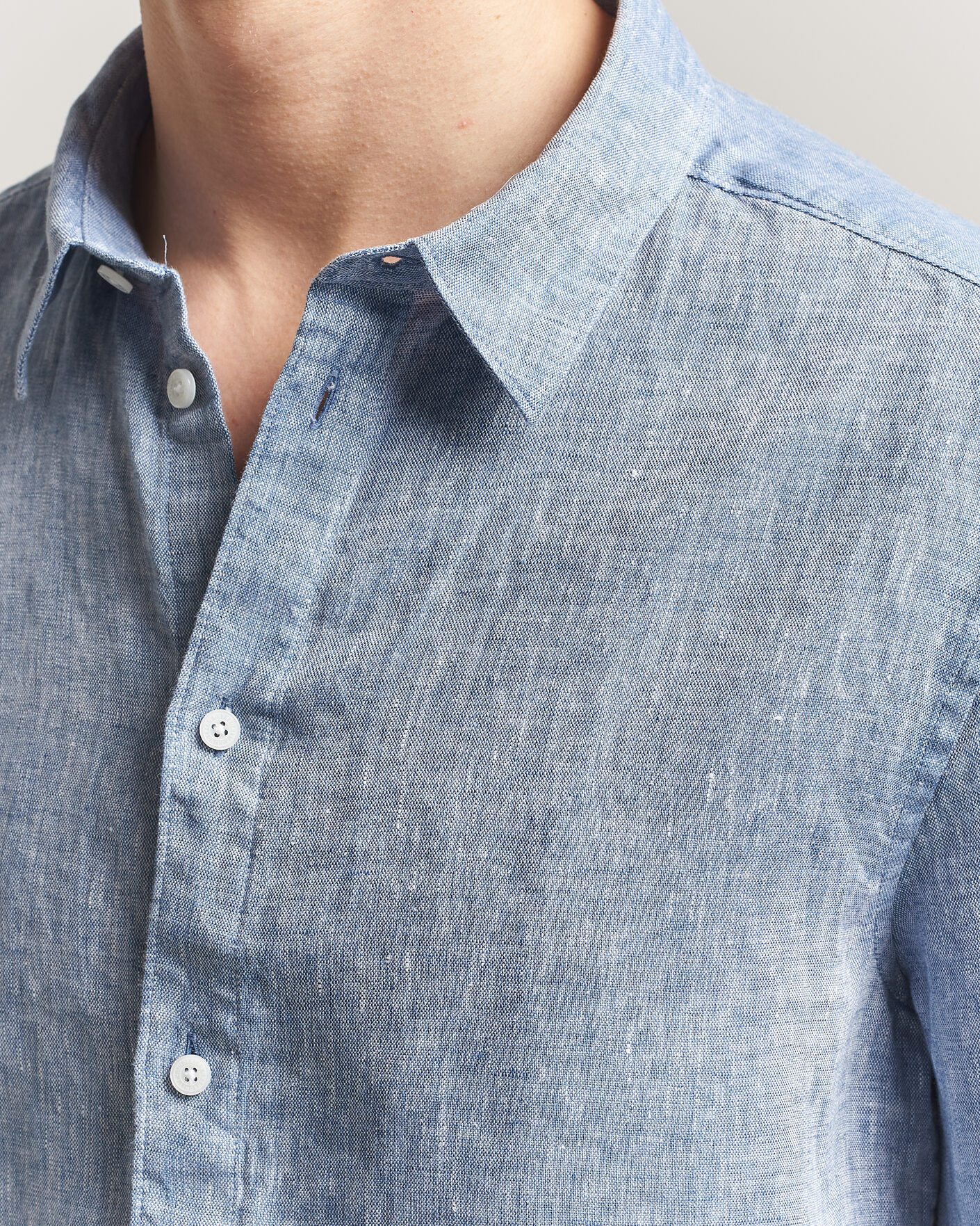 Hombres | Camisas | J.Lindeberg | Marlon Linen Melange Shirt Federal Blue