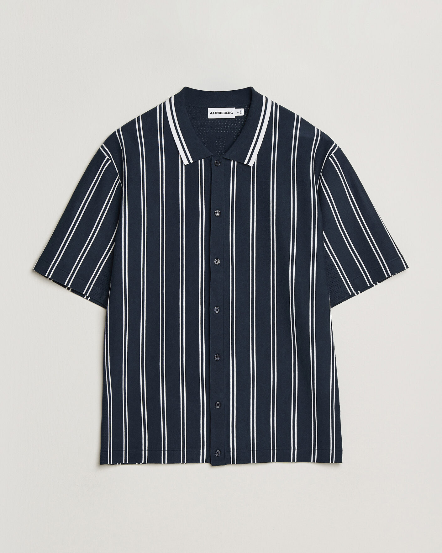 Hombres | Camisas | J.Lindeberg | Rue Knit Short Sleeve Shirt JL Navy