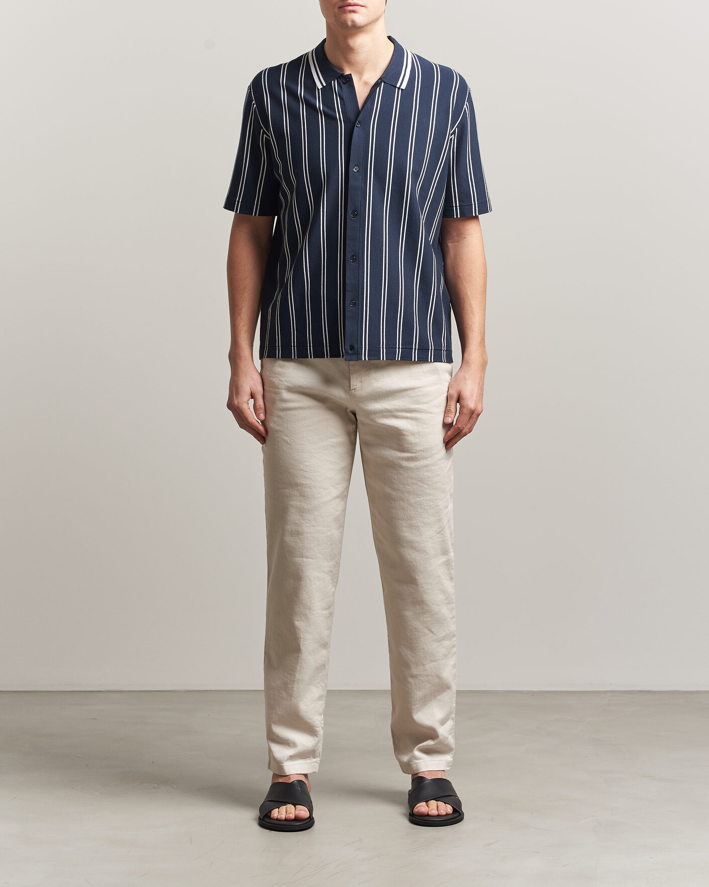 Hombres | Camisas | J.Lindeberg | Rue Knit Short Sleeve Shirt JL Navy