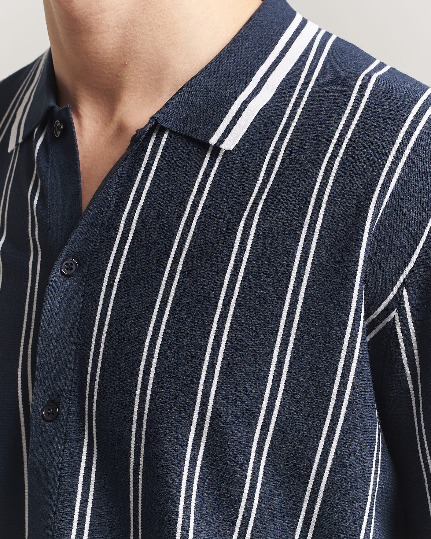 Hombres | Camisas | J.Lindeberg | Rue Knit Short Sleeve Shirt JL Navy