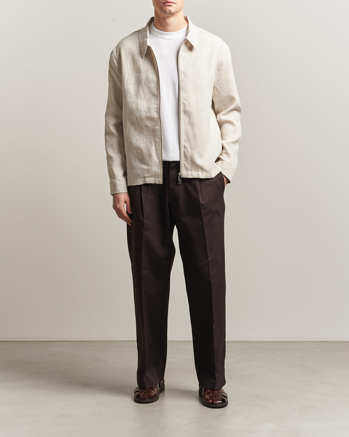 Hombres | Camisas | J.Lindeberg | Julius Drape Linen Overshirt Moonbeam