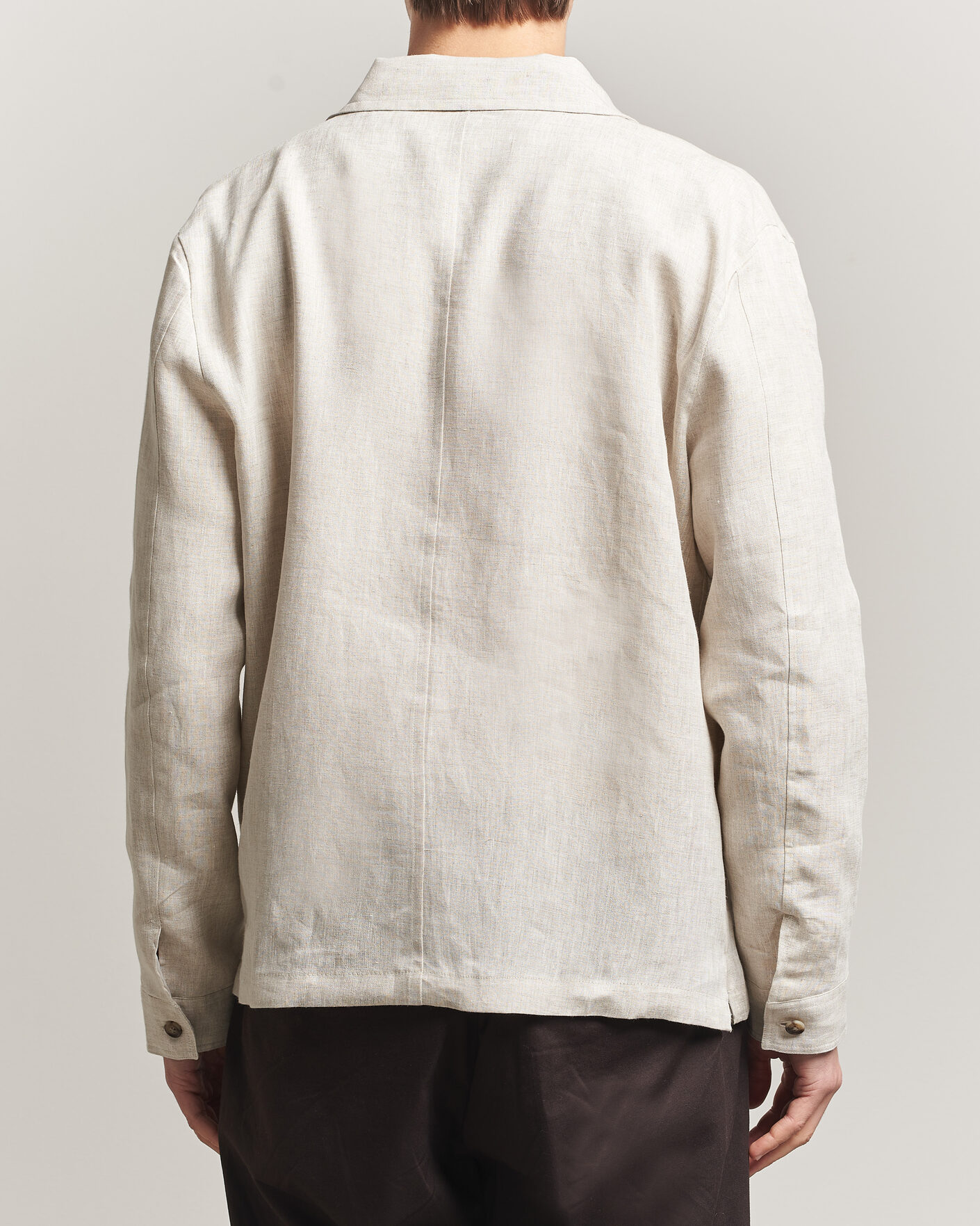 Hombres | Camisas | J.Lindeberg | Julius Drape Linen Overshirt Moonbeam