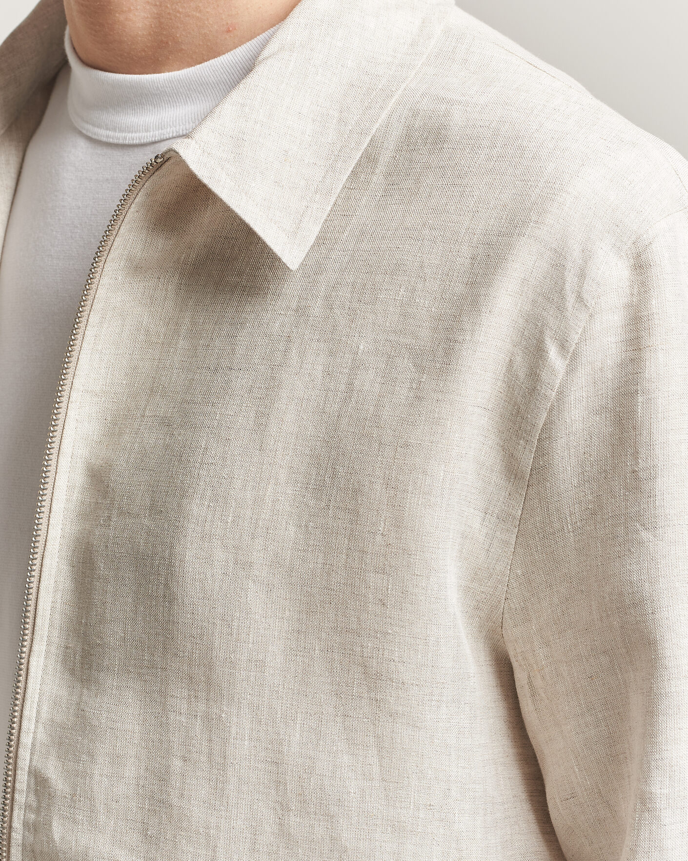 Hombres | Camisas | J.Lindeberg | Julius Drape Linen Overshirt Moonbeam