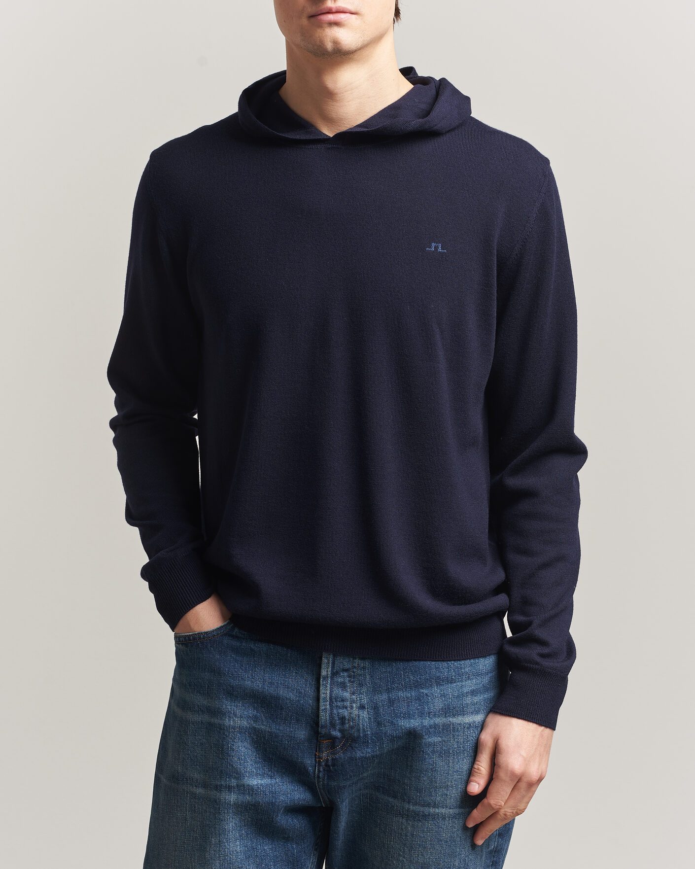 Hombres | Jerséis y prendas de punto | J.Lindeberg | Karl Merino Hoodie JL Navy