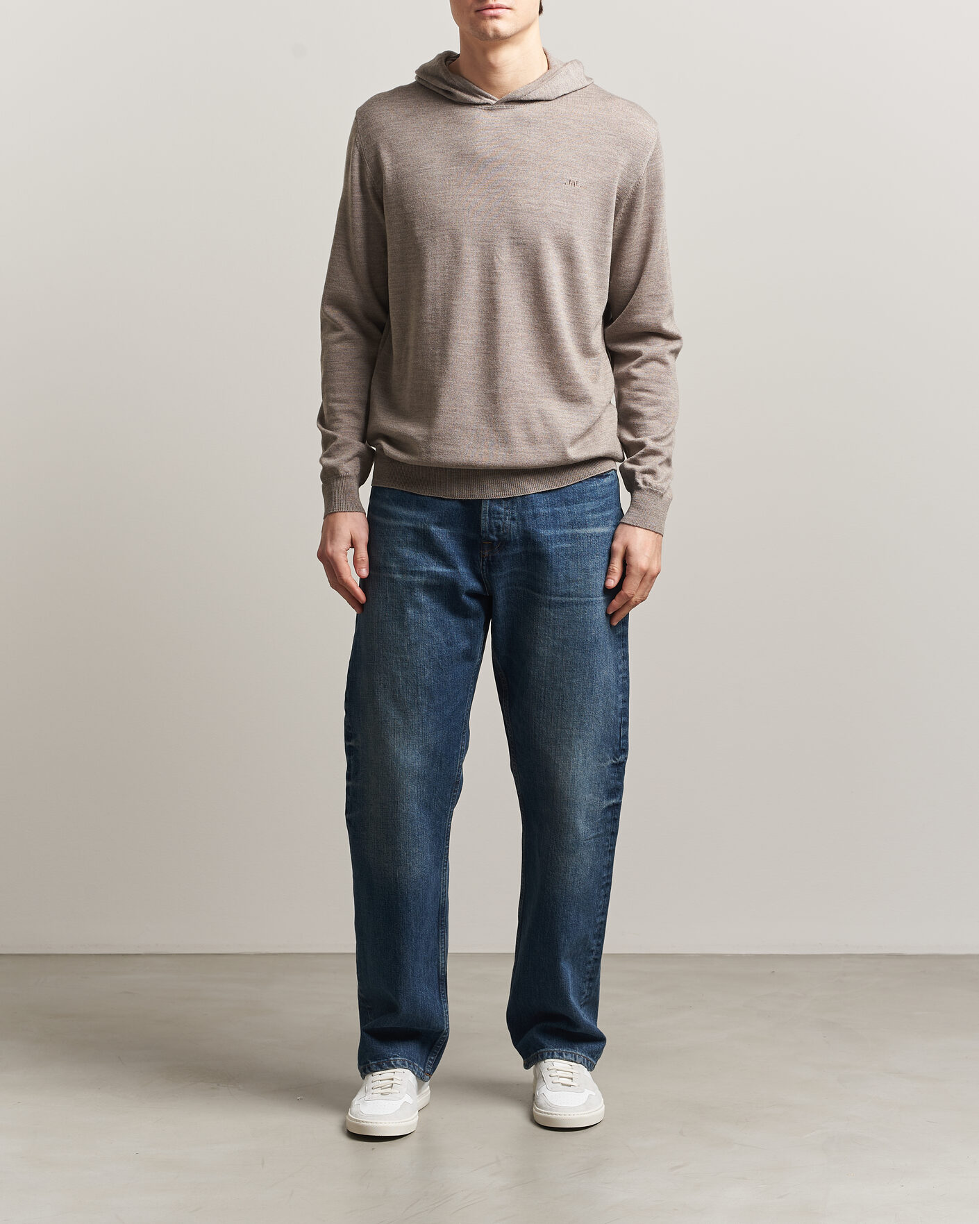 Hombres | Jerséis y prendas de punto | J.Lindeberg | Karl Merino Hoodie Brindle Melange