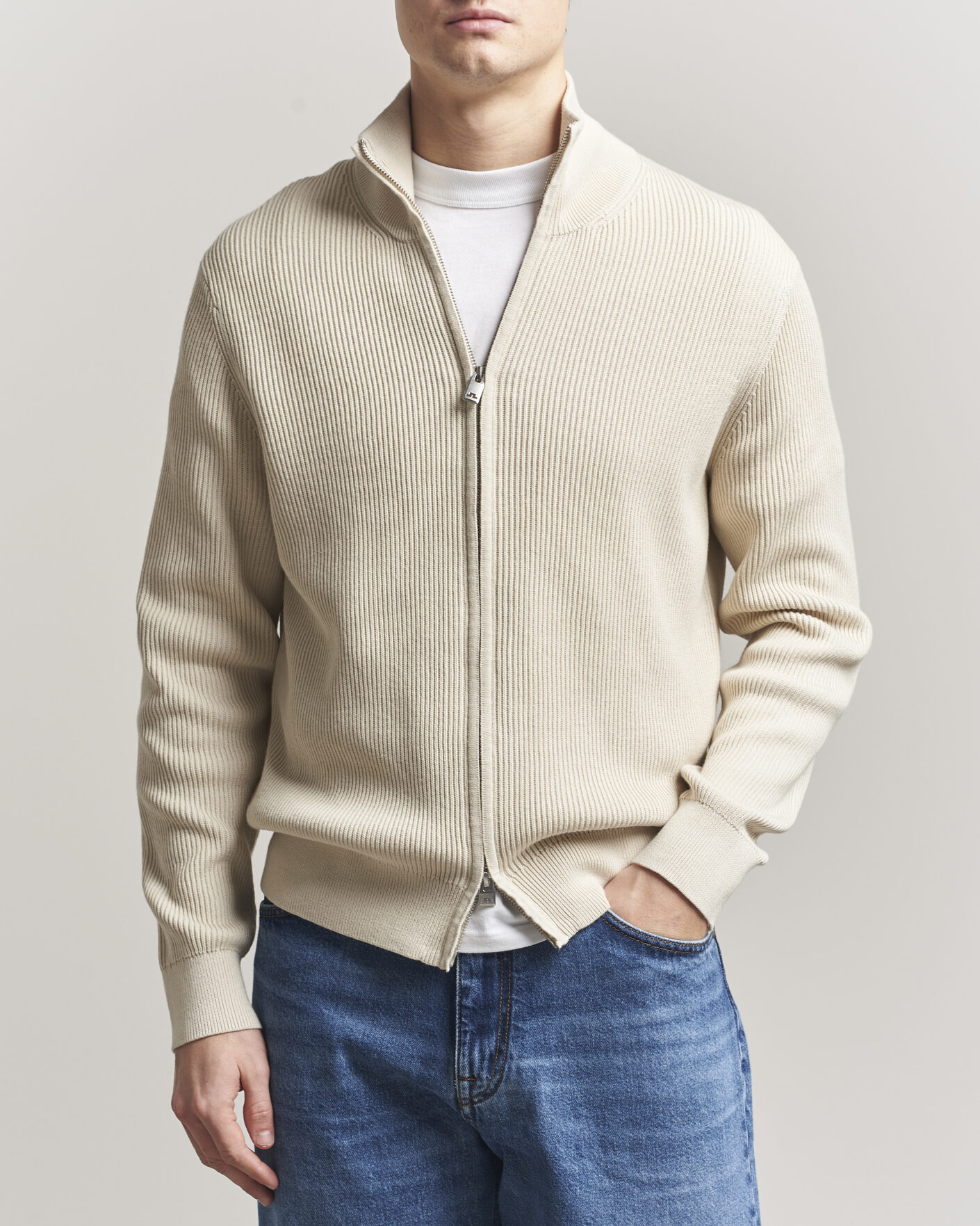 Hombres | Jerséis y prendas de punto | J.Lindeberg | Alexis Full Zip Cardigan Moonbeam