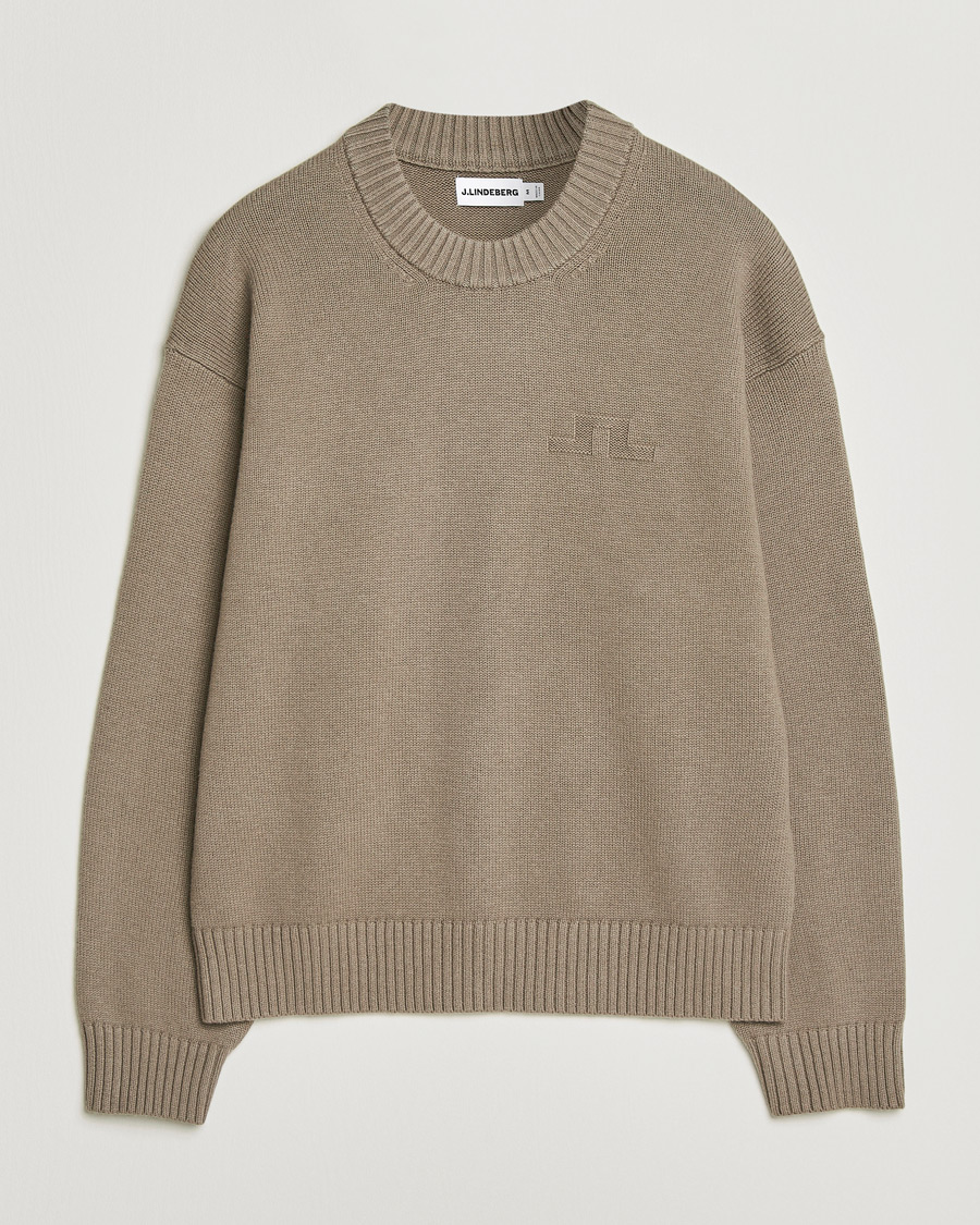 Hombres | Jerséis y prendas de punto | J.Lindeberg | Eddy Cotton Wool Crew Neck Brindle