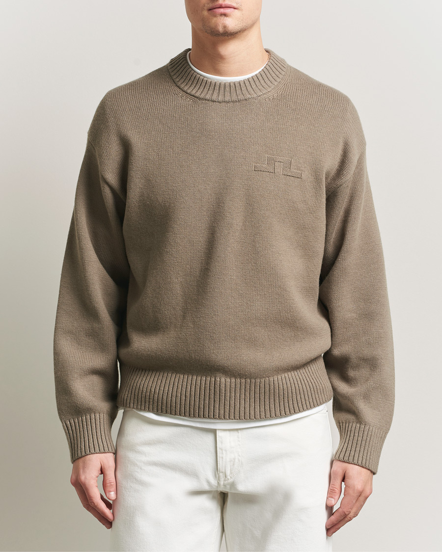 Hombres | Jerséis y prendas de punto | J.Lindeberg | Eddy Cotton Wool Crew Neck Brindle