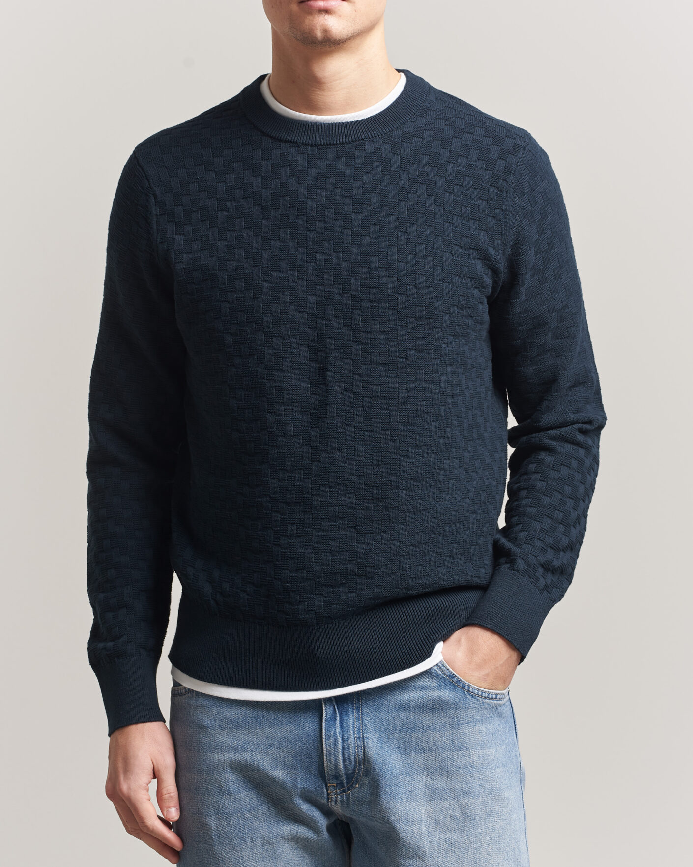 Hombres | Jerséis y prendas de punto | J.Lindeberg | Arthur Knit Cotton Sweater JL Navy