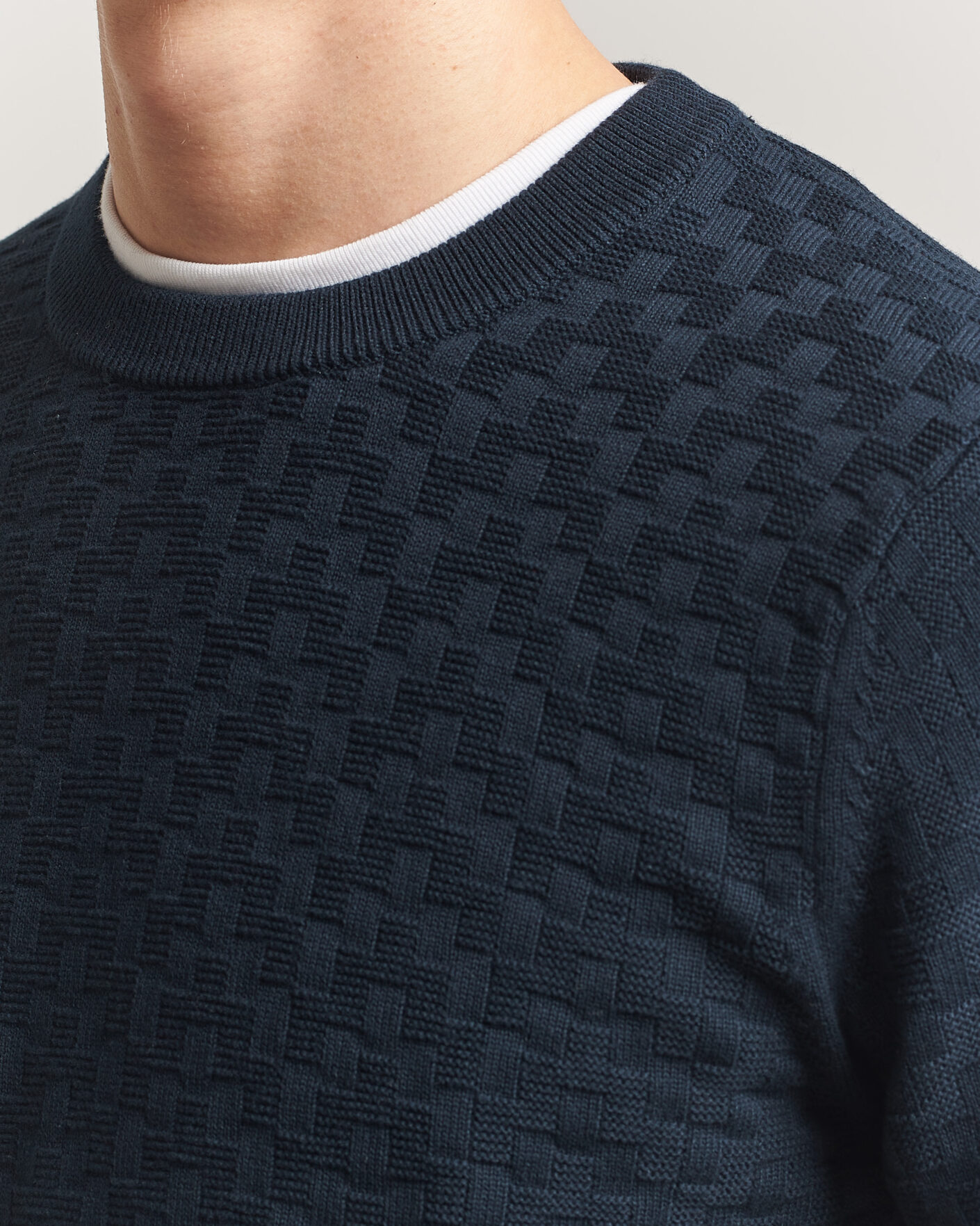 Hombres | Jerséis y prendas de punto | J.Lindeberg | Arthur Knit Cotton Sweater JL Navy