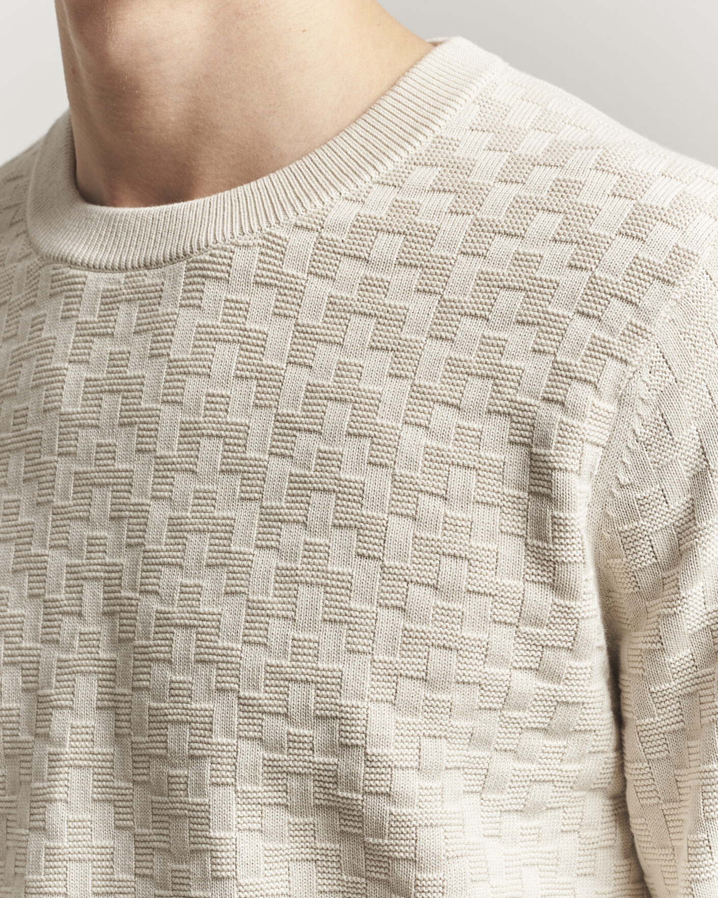 Hombres | Jerséis y prendas de punto | J.Lindeberg | Arthur Knit Cotton Sweater Moonbeam