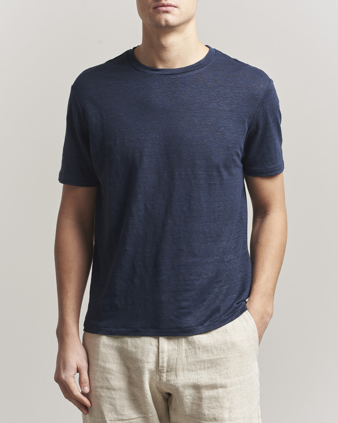 Hombres | Camisetas | J.Lindeberg | Coma Linen T-Shirt JL Navy