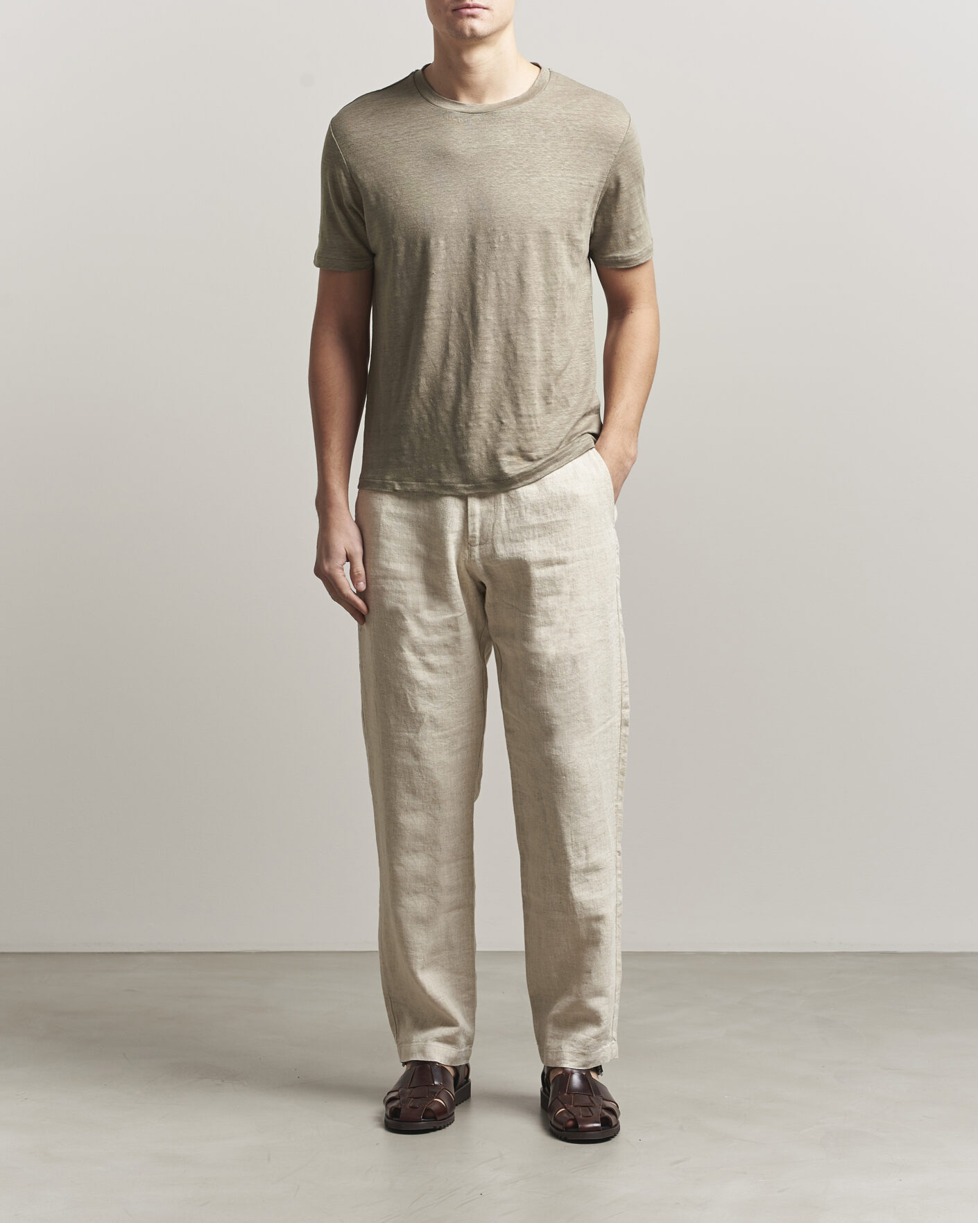 Hombres | Camisetas | J.Lindeberg | Coma Linen T-Shirt Brindle