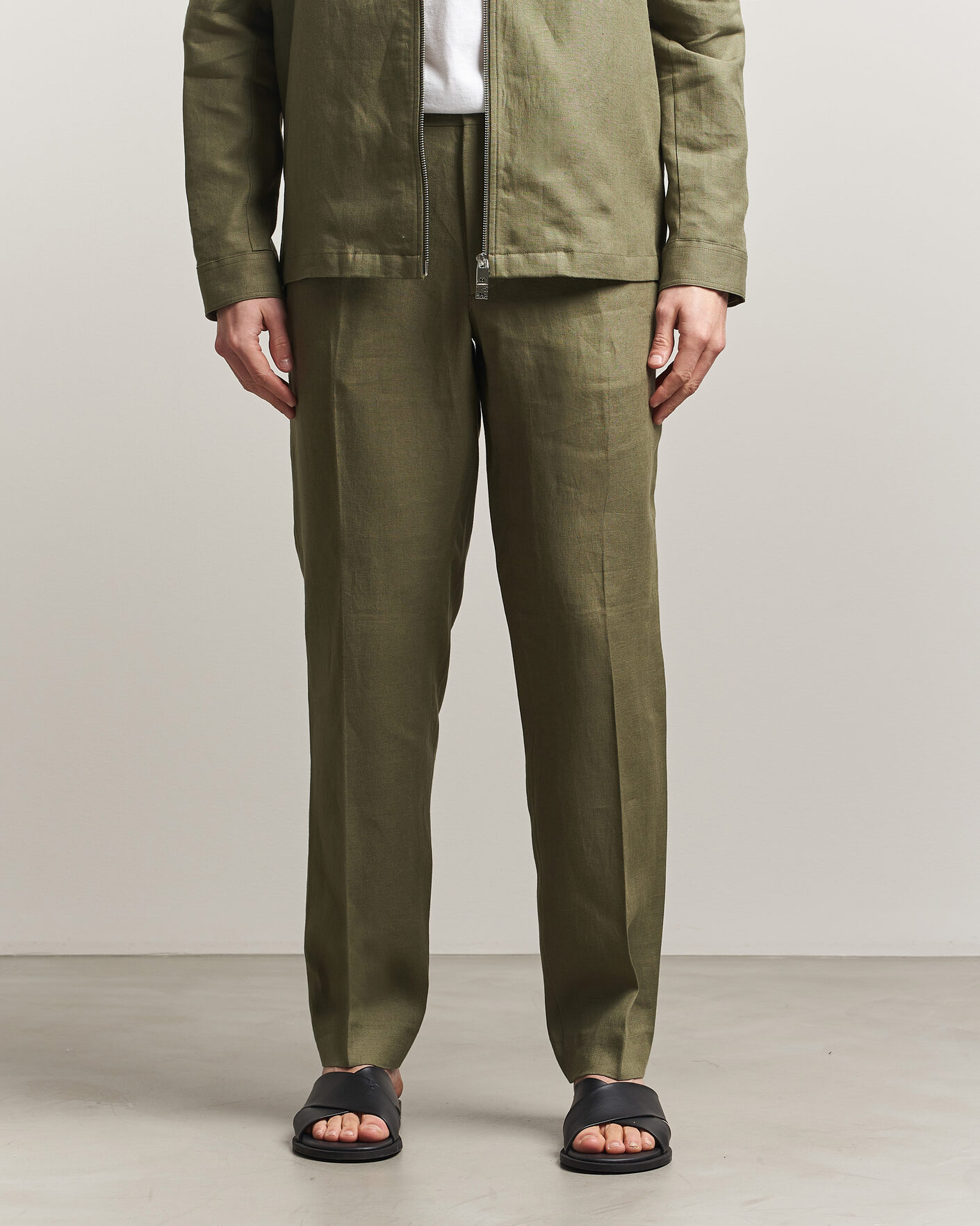 Hombres | Pantalones | J.Lindeberg | Soren Drape Linen Pants Kalamata