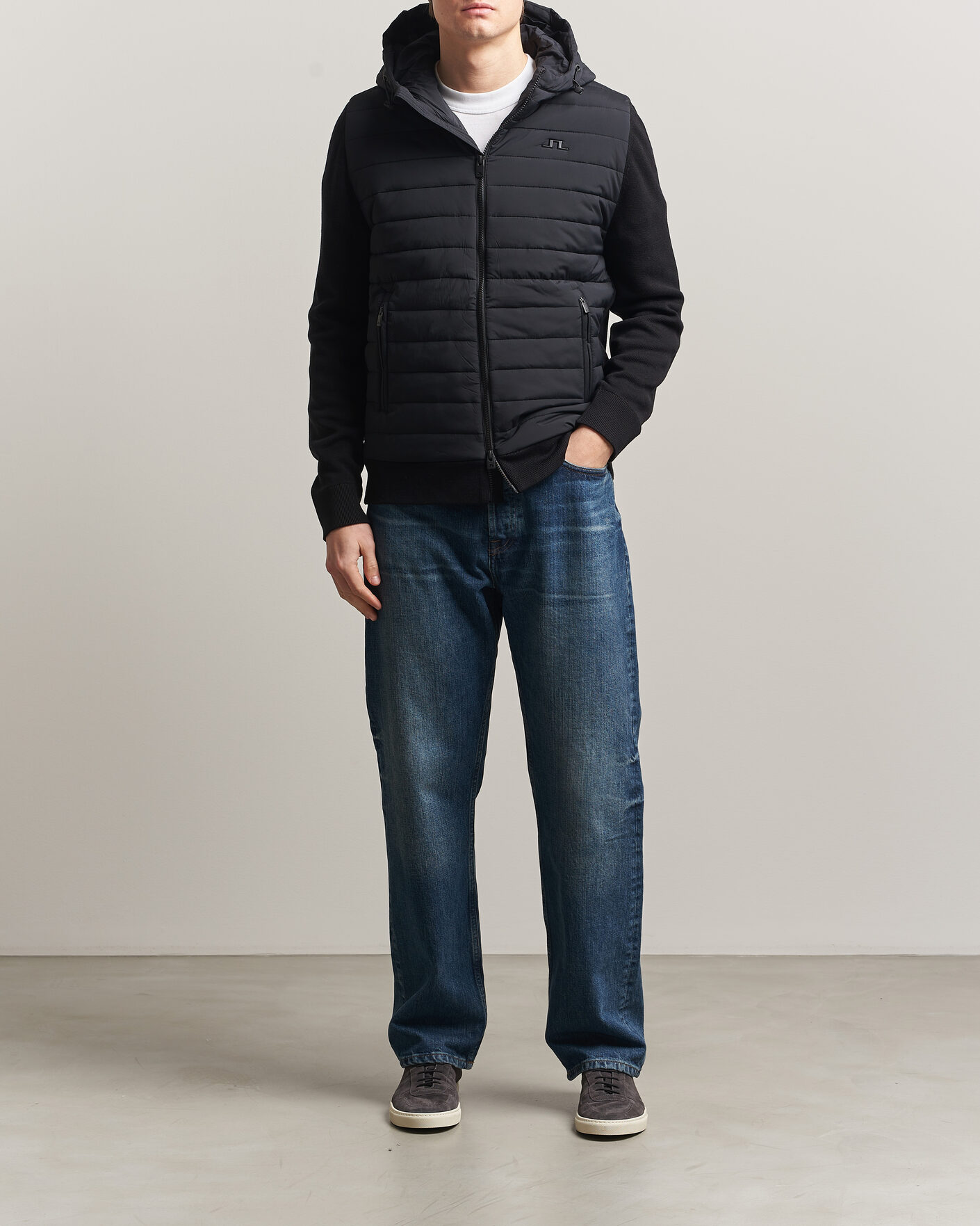 Hombres | Abrigos y chaquetas | J.Lindeberg | Ebbe Hybrid Knit Hoodie Black